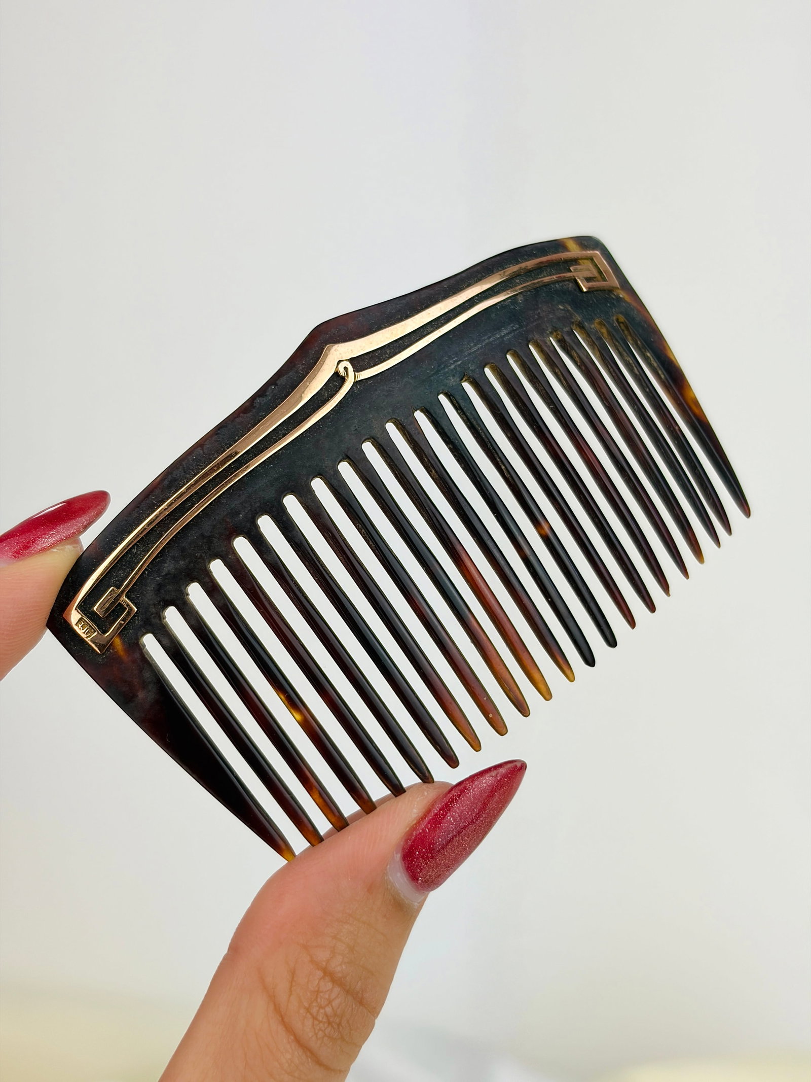 Antique Boxed 9ct Gold Overlay Set of Three Hair Combs - 3