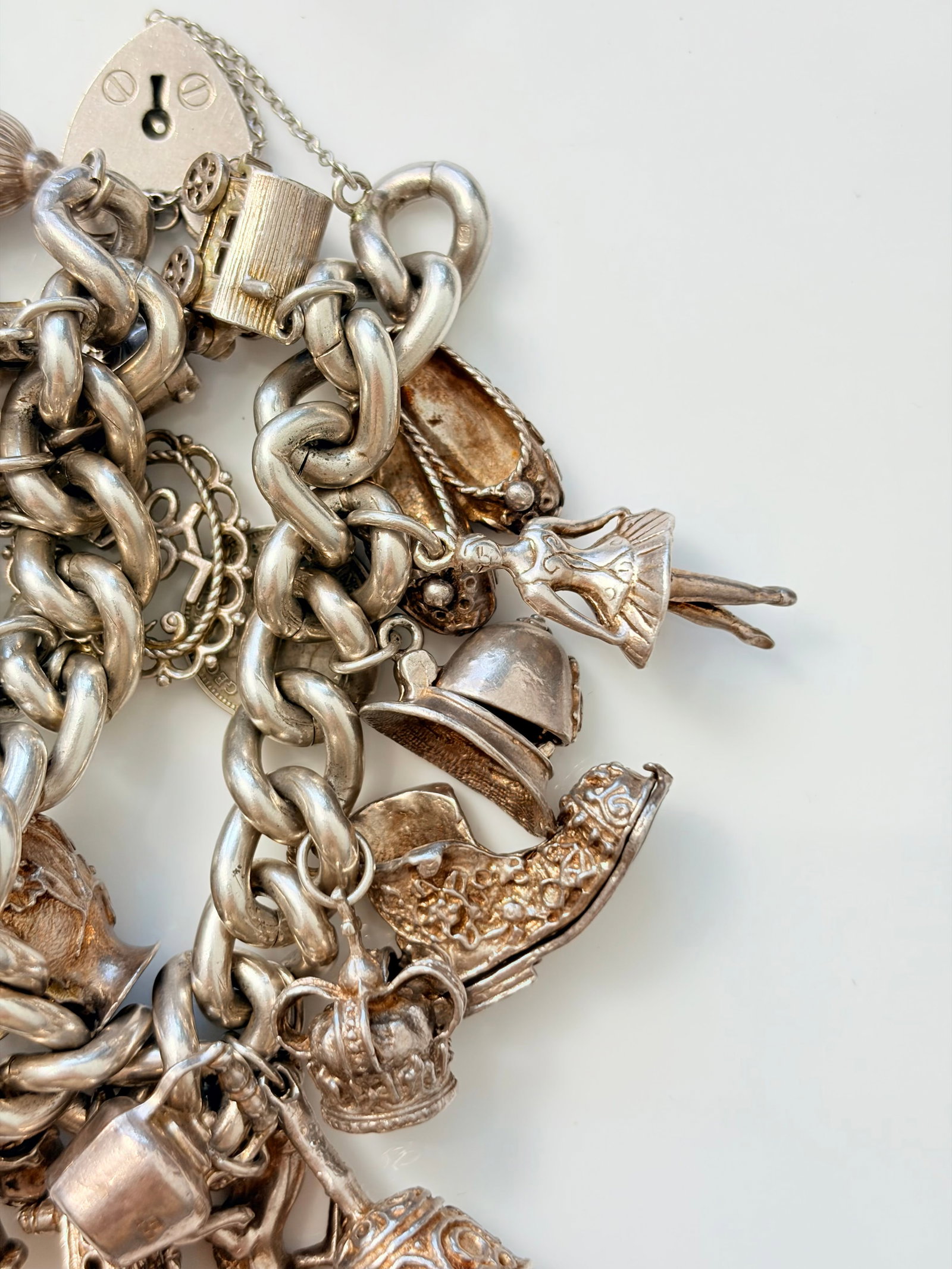 MIXED LOT- CHUNKY SILVER CHARM BRACELET - 2