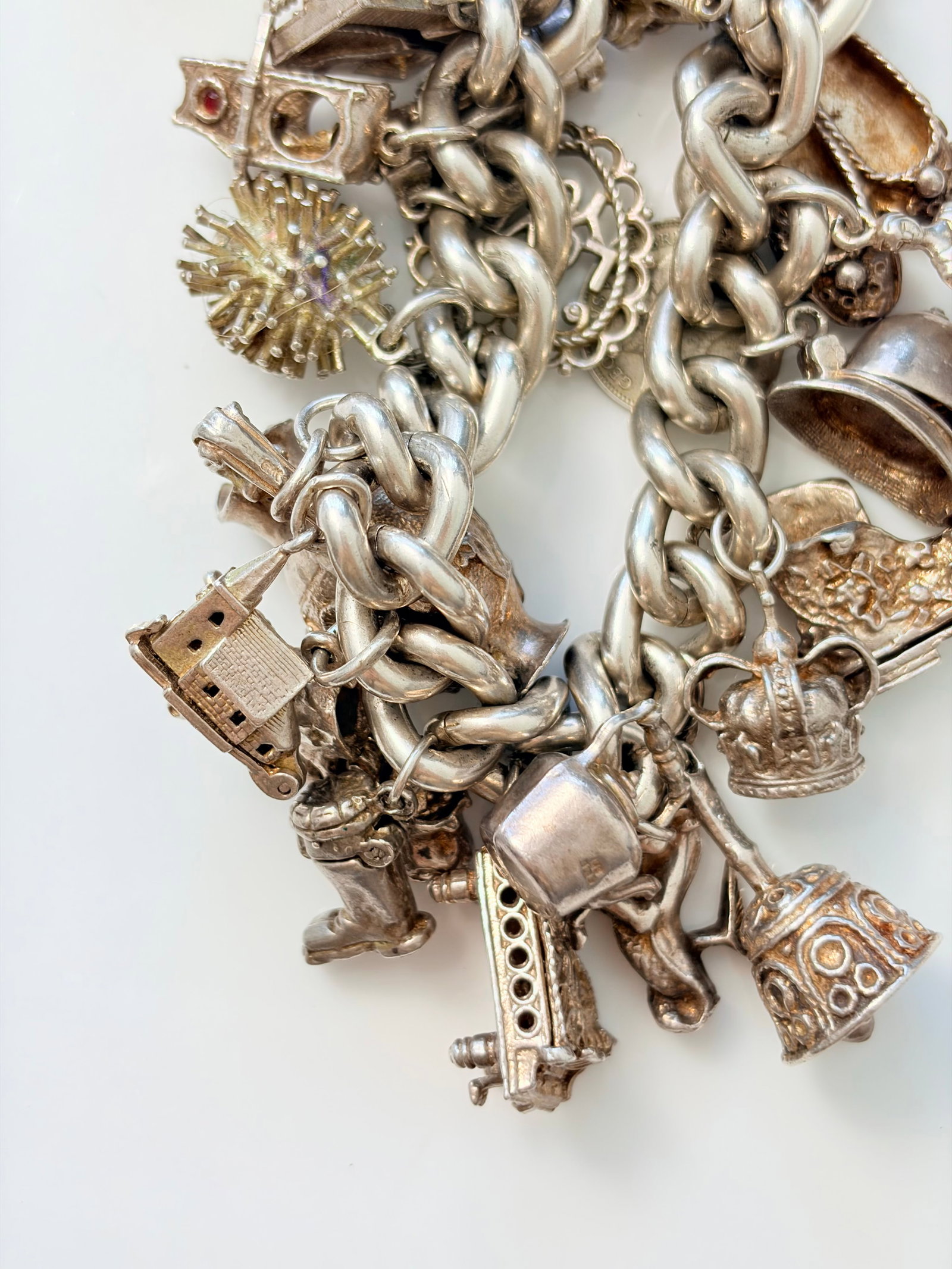 MIXED LOT- CHUNKY SILVER CHARM BRACELET - 3