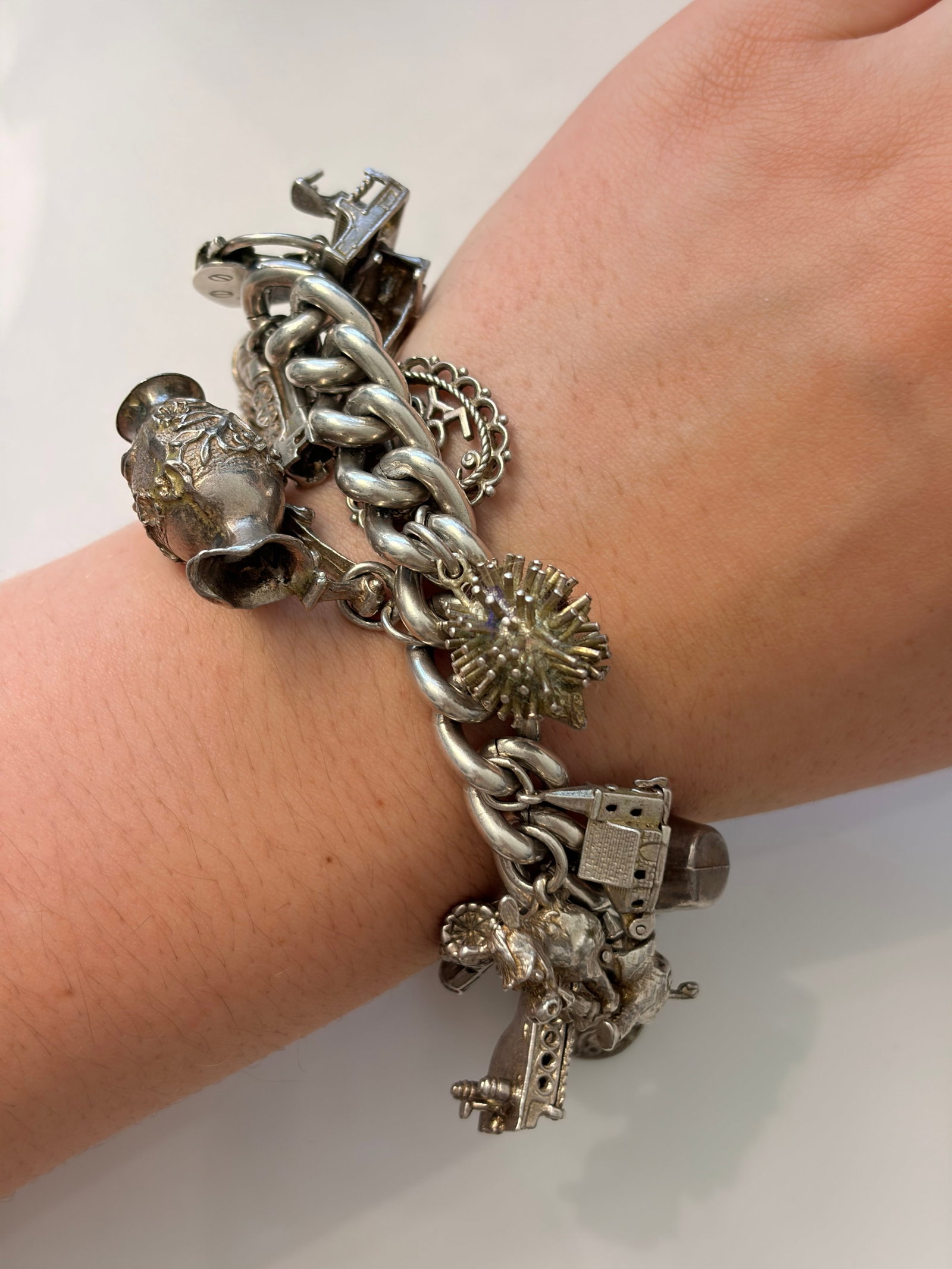 MIXED LOT- CHUNKY SILVER CHARM BRACELET - 4
