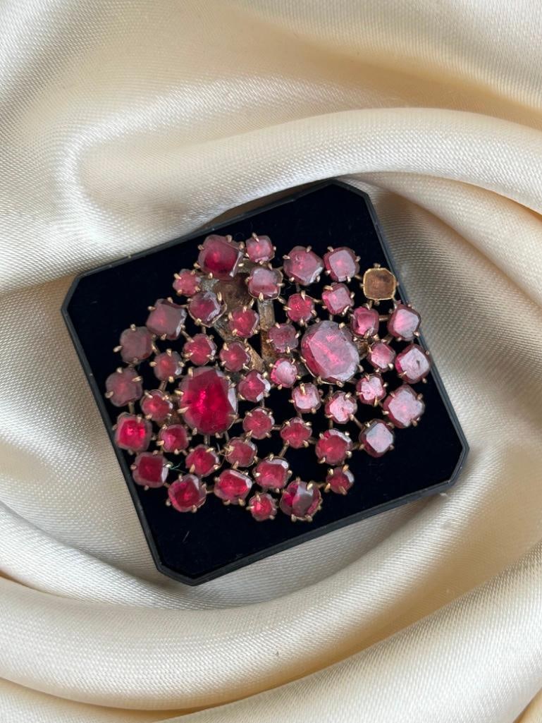 Antique Flat Cut Garnet Large Clip - 3