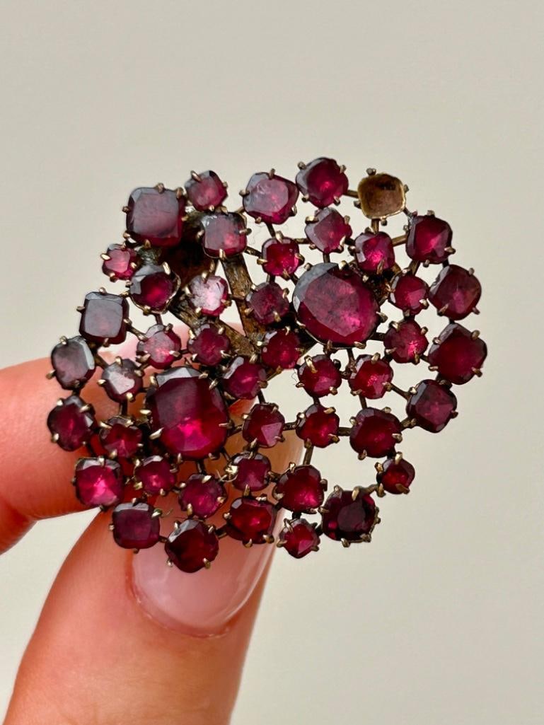 Antique Flat Cut Garnet Large Clip - 4