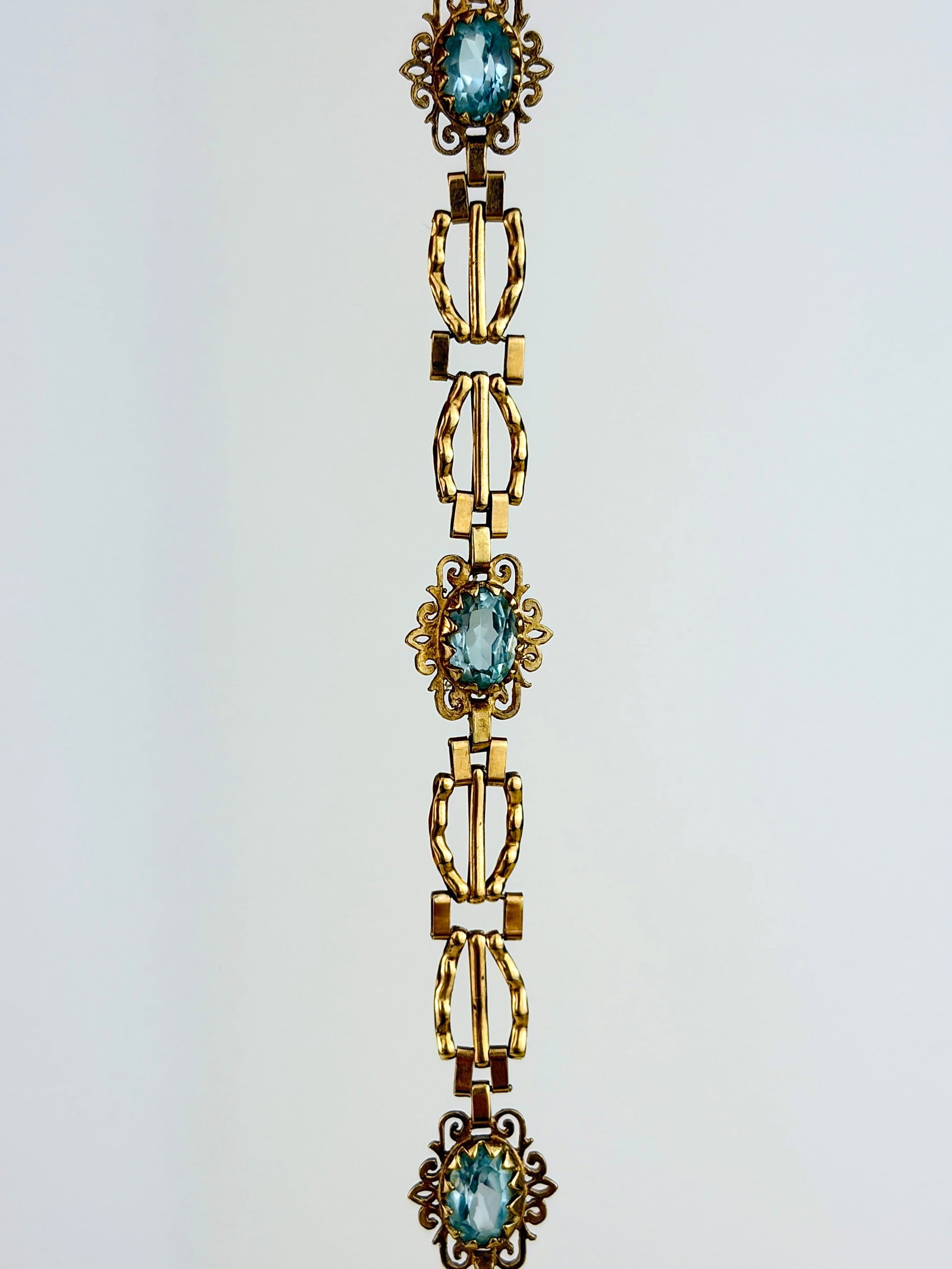 SWEET 9CT YELLOW GOLD AQUAMARINE BRACELET - 4