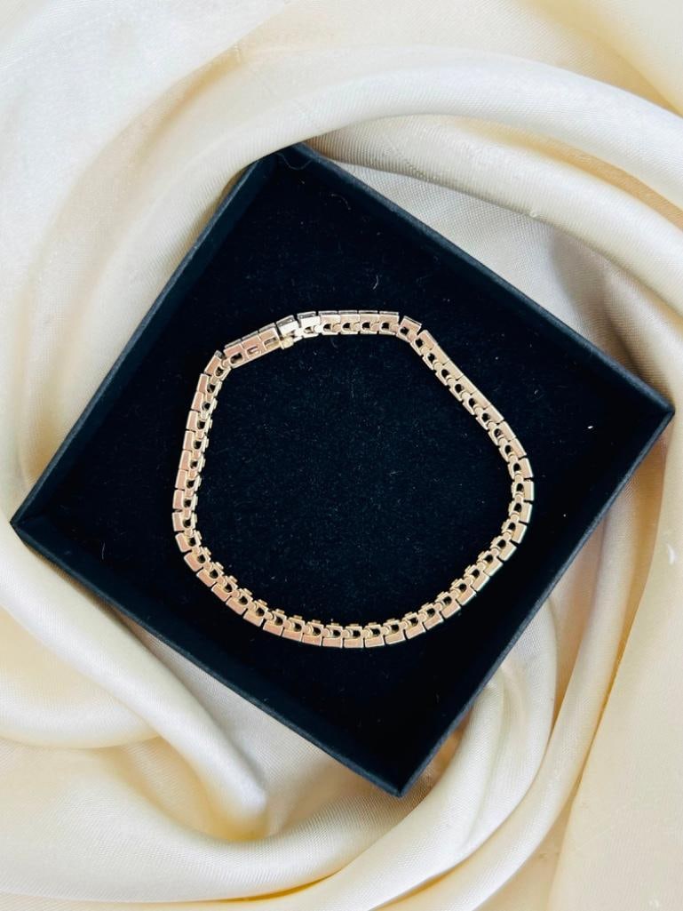 Vintage 14ct Yellow Gold Zircon Line / Tennis Bracelet - 3