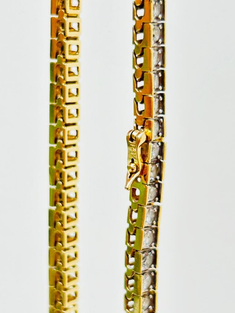 Vintage 14ct Yellow Gold Zircon Line / Tennis Bracelet - 5