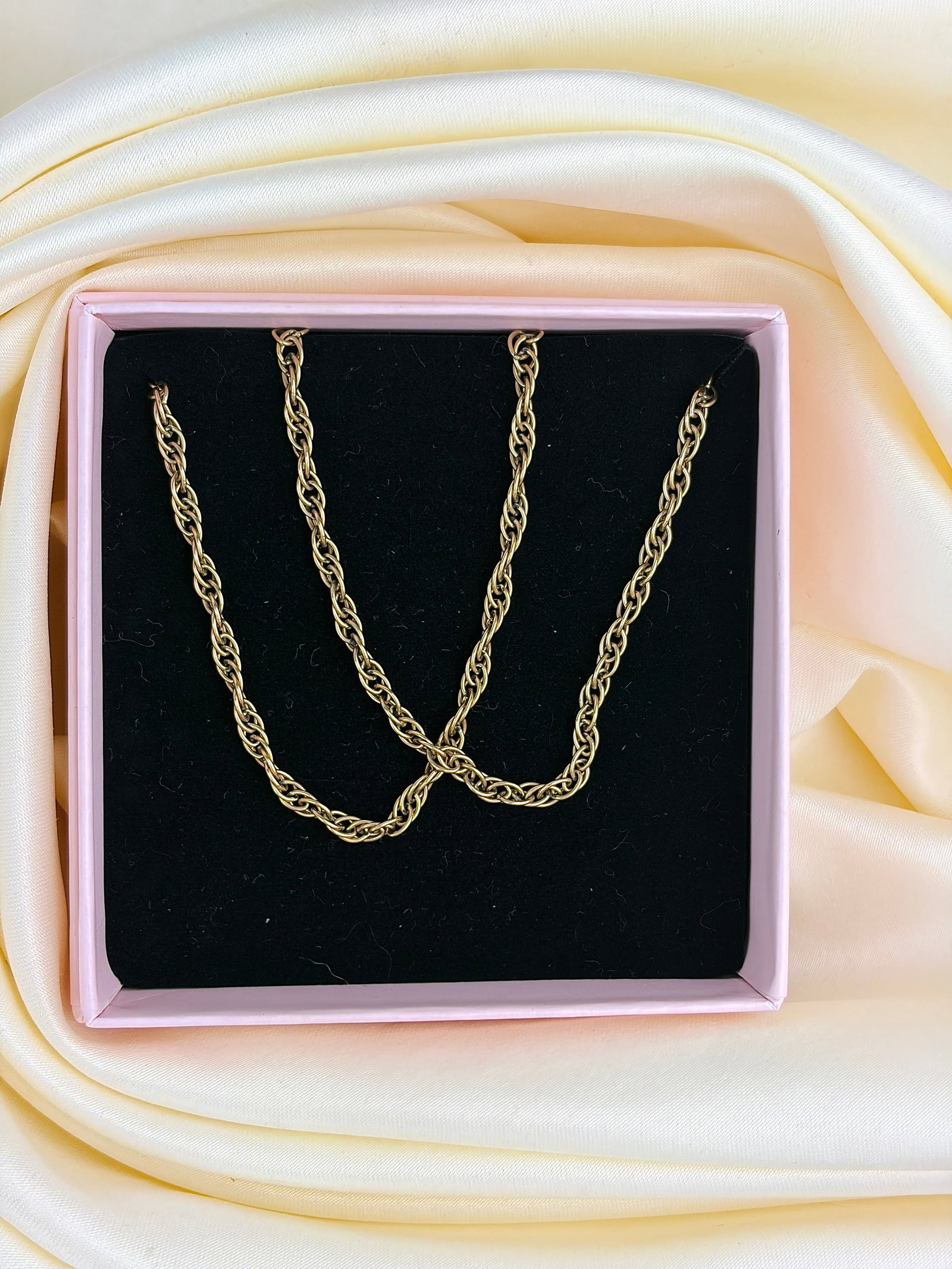 VINTAGE 9CT YELLOW GOLD FANCY ROPE TWIST CHAIN - 5