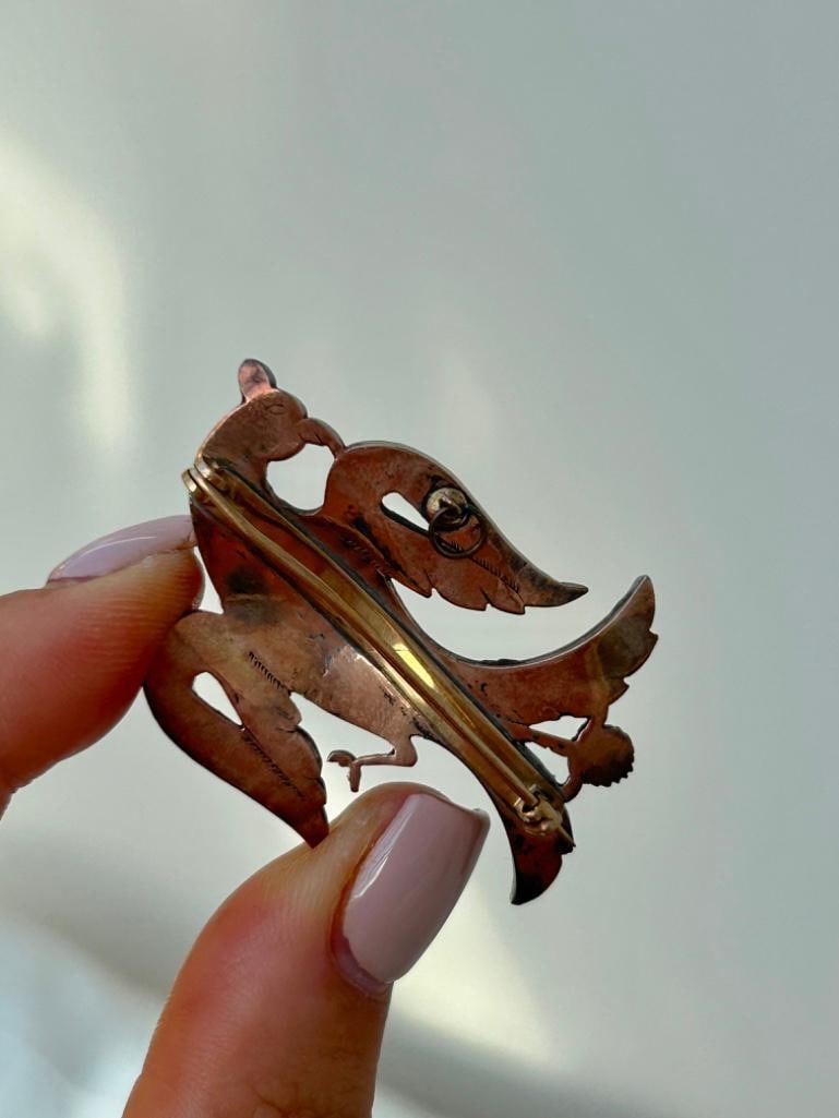 Large Antique Gold and Silver Paste Bird Brooch - 4