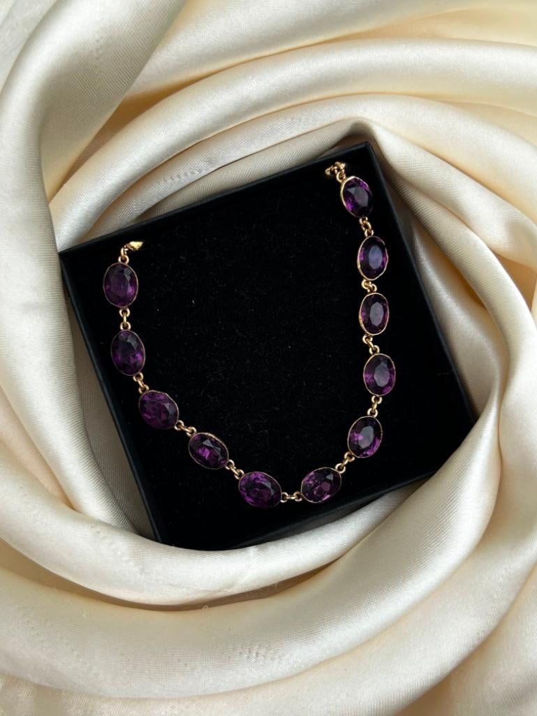 Antique Foiled Amethyst Rivière Necklace - 5