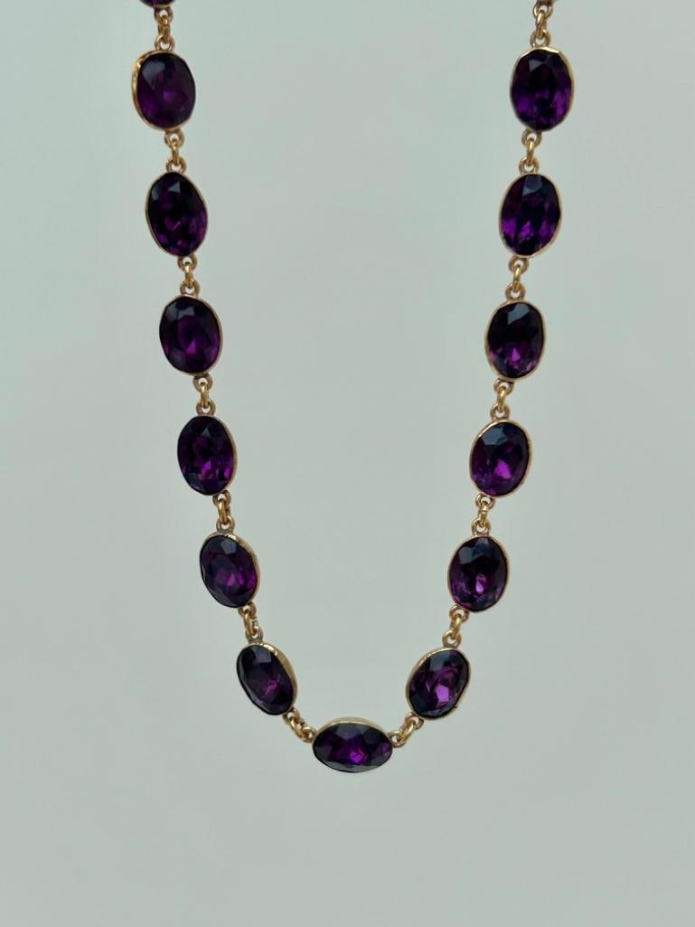 Antique Foiled Amethyst Rivière Necklace - 6