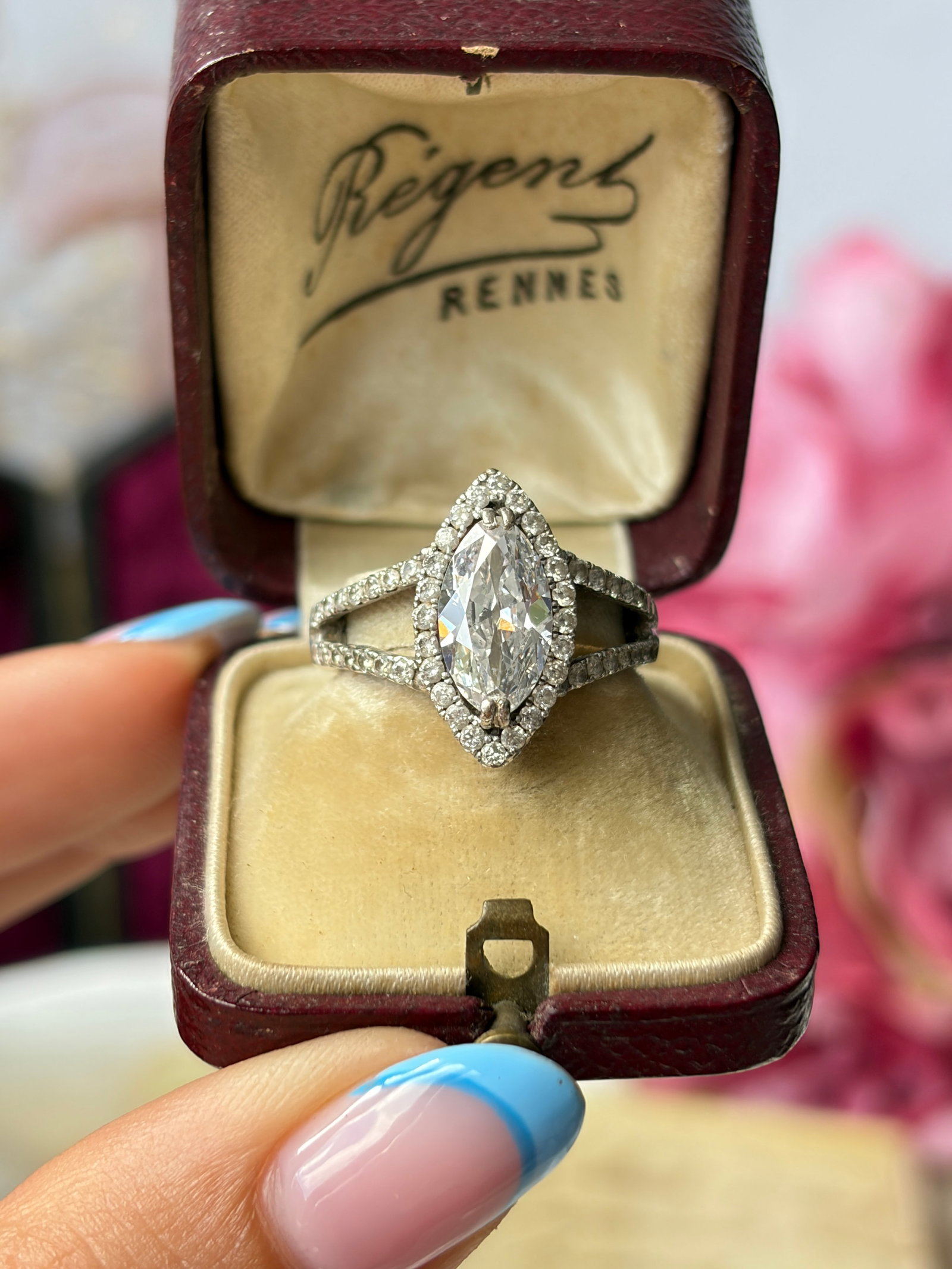 Large 2.48ct Diamond Marquise Halo Ring in 18ct White Gold - 8