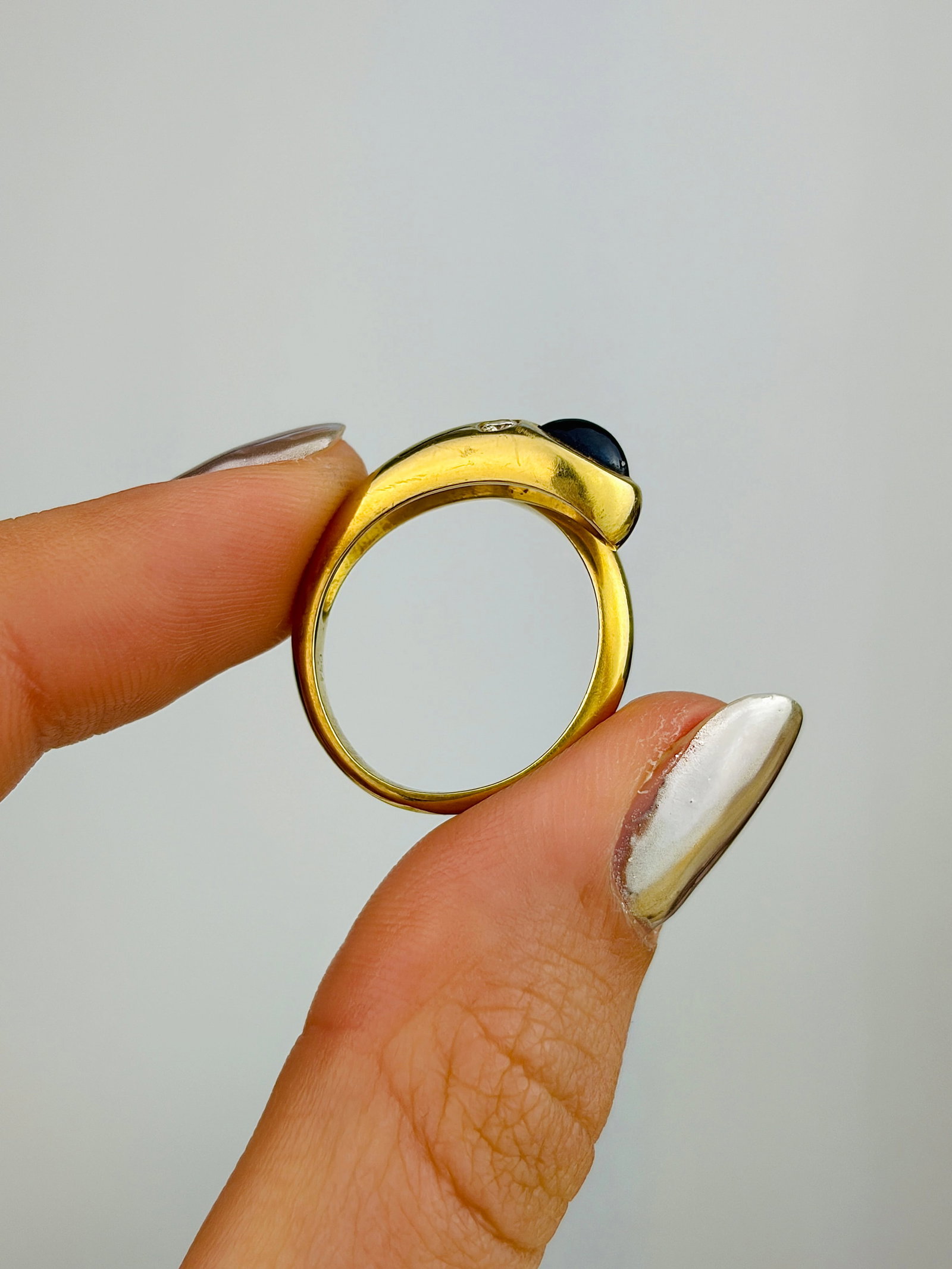 Vintage 18ct Yellow Gold Sapphire and Diamond Wrapped Snake Ring - 6