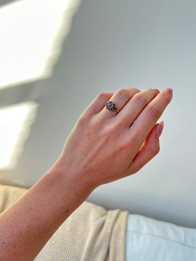 12ct Gold Antique Multigem Ring - 5