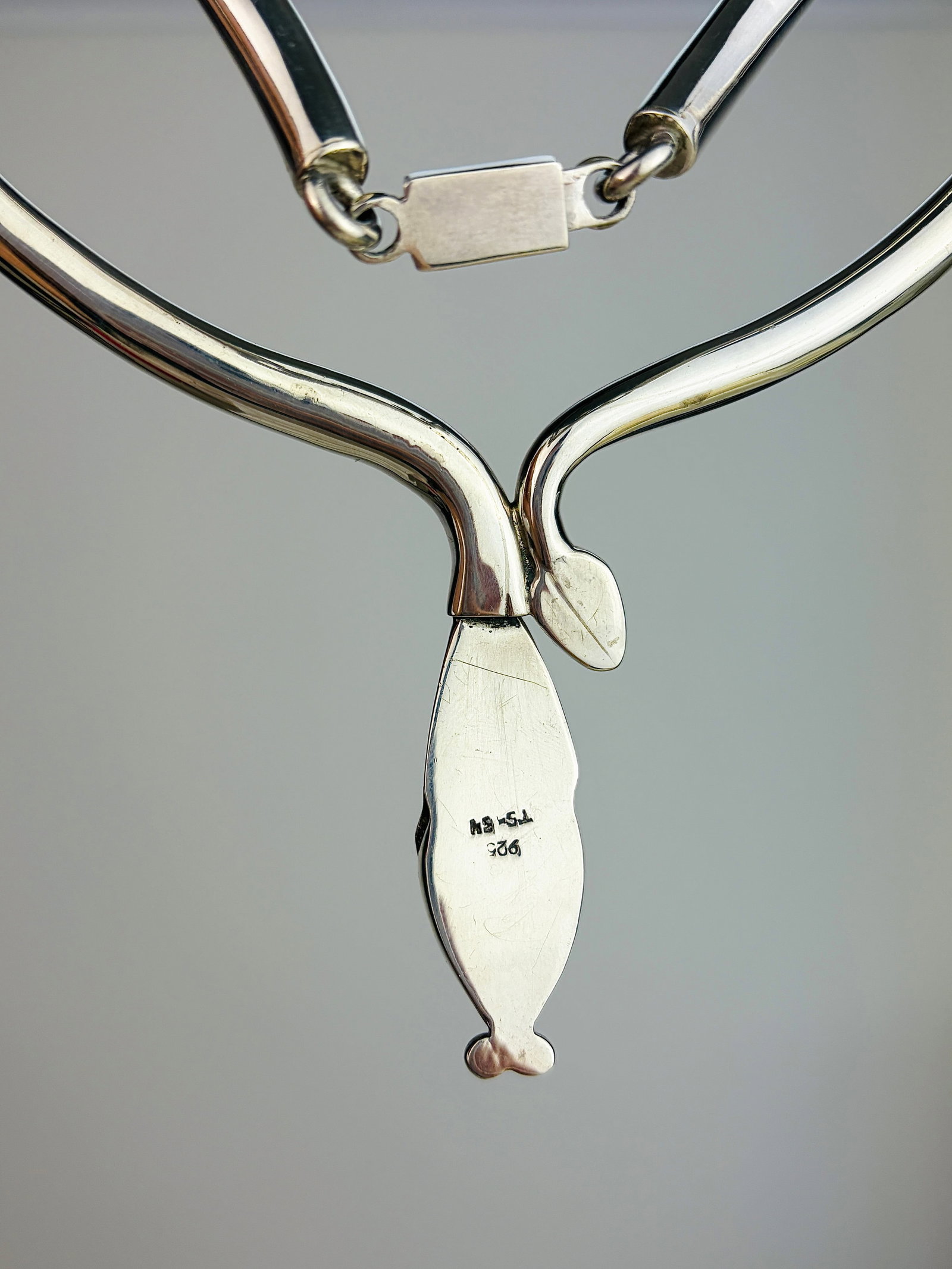 Mexican 925 Silver Snake Collar Necklace - 3