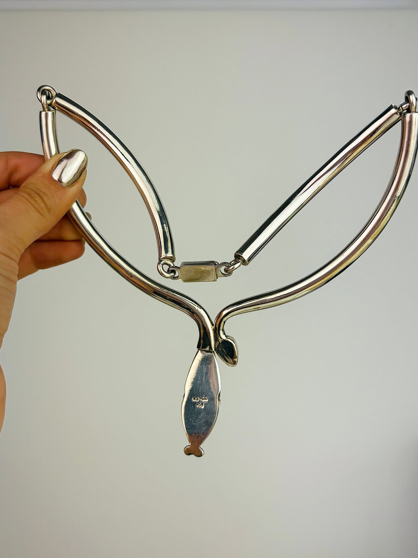 Mexican 925 Silver Snake Collar Necklace - 4