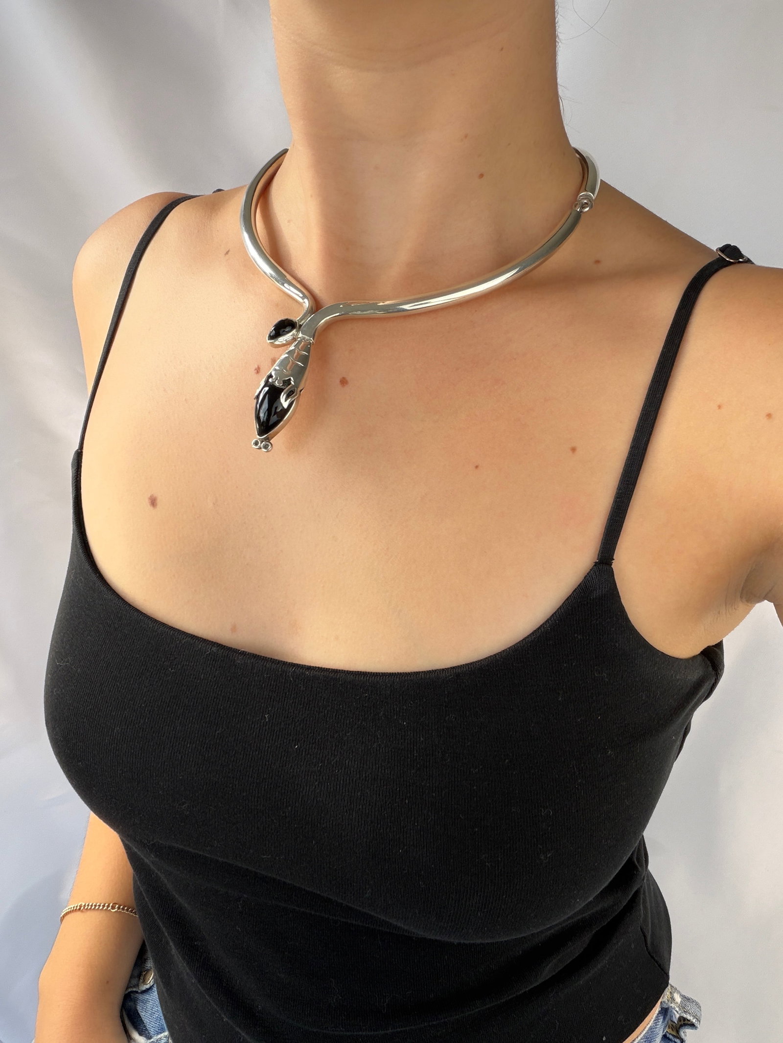 Mexican 925 Silver Snake Collar Necklace - 7