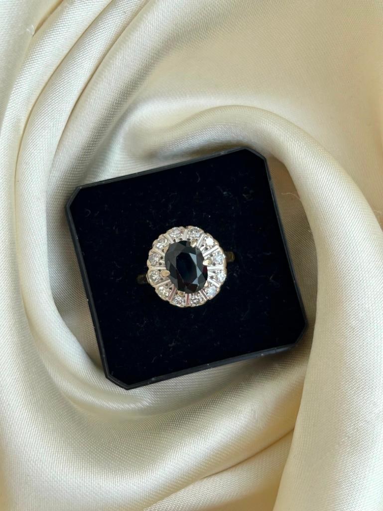 Vintage 9ct Yellow Gold Sapphire and Diamond Ring - 4