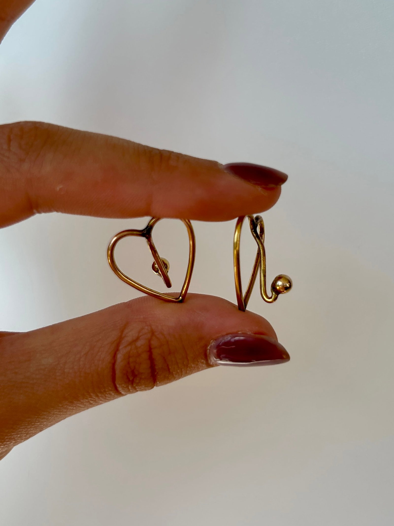 Antique 9ct Gold Heart Clips - 9