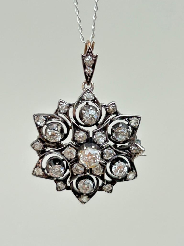 Wonderful Antique Diamond Flower / Starburst Pendant with Brooch Fittings (1 of 8)