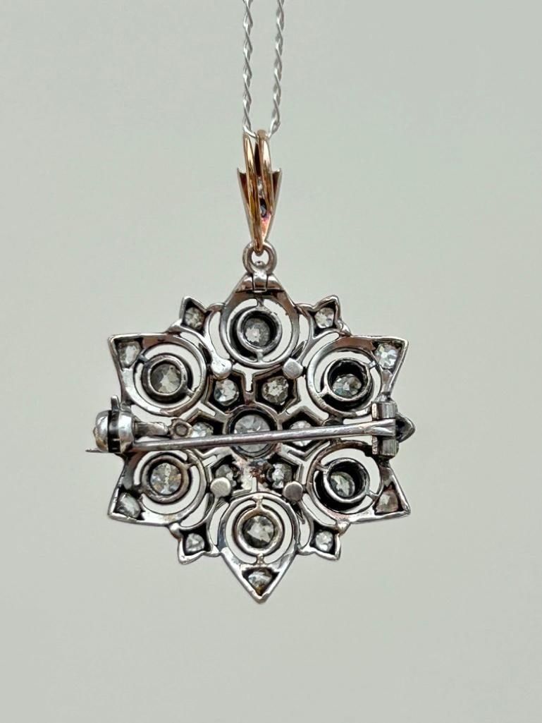 Wonderful Antique Diamond Flower / Starburst Pendant with Brooch Fittings - 8