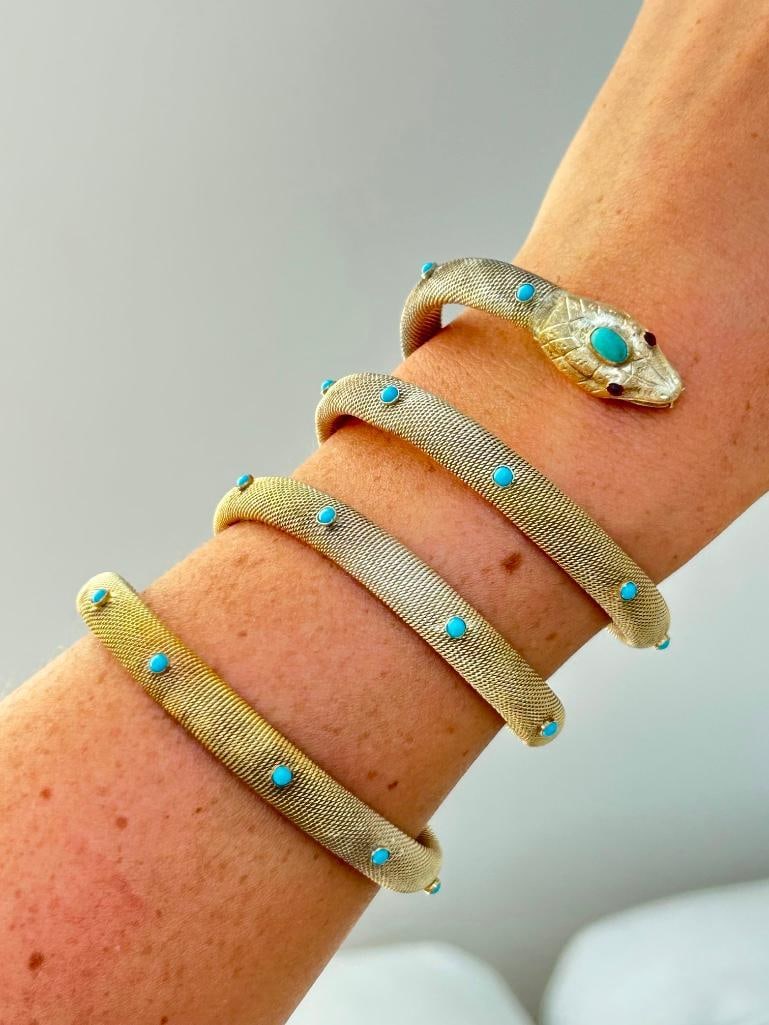 Outstanding antique coiled snake bangle bracelet: Outstanding antique coiled snake bangle bracelet The most incredible wraparound bracelet measurements stretches! weight 49g SOCZ