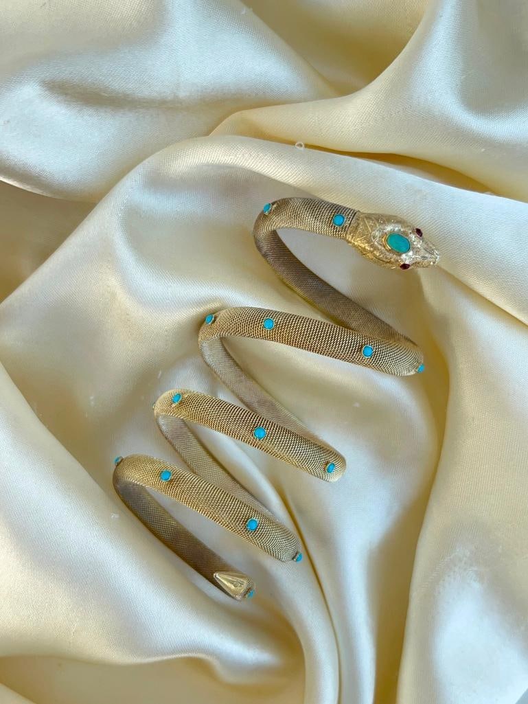 Outstanding antique coiled snake bangle bracelet - 3