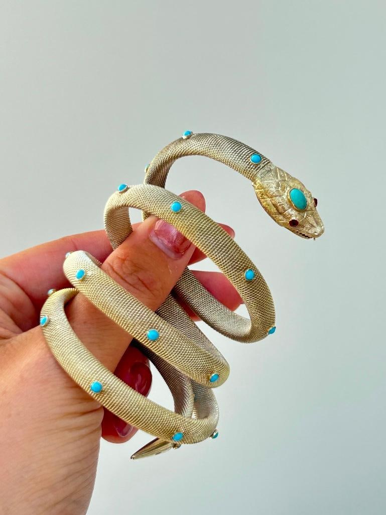 Outstanding antique coiled snake bangle bracelet - 6