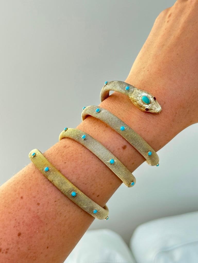 Outstanding antique coiled snake bangle bracelet - 8