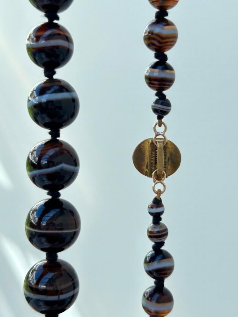 Large Antique Banded Agate Beaded Necklace - 6