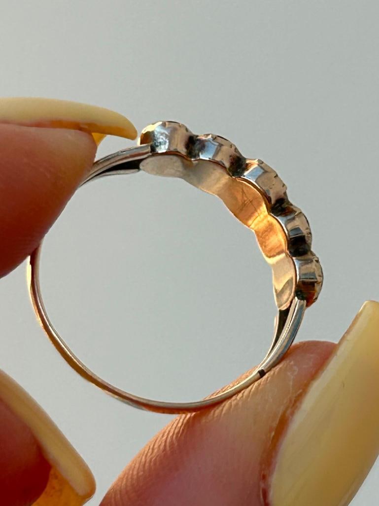 Georgian Era Garnet Half Hoop Ring in Yellow Gold - 7