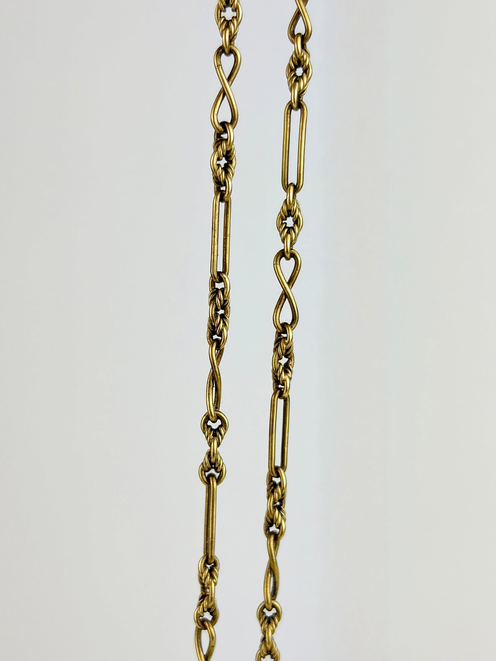 Antique 15ct Gold Unique Link Short Chain with Barrel Clasp - 2