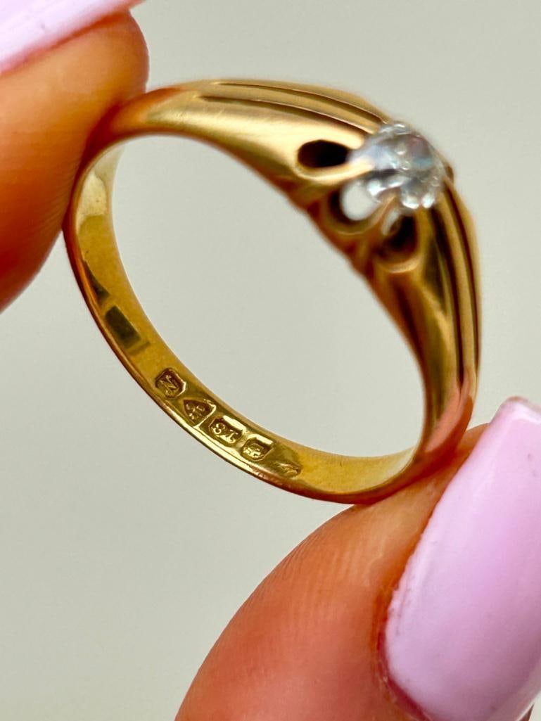 Chunky 18ct Yellow Gold 50pt Diamond Belcher Ring - 7