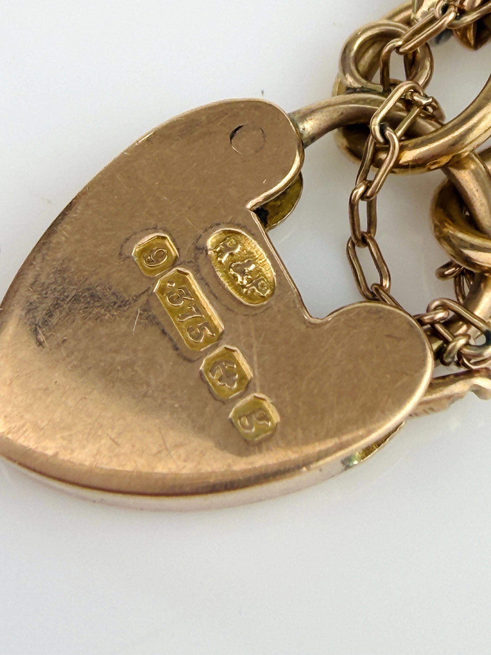ANTIQUE TURQUOISE AND PEARL 9CT GOLD GATE BRACELET WITH HEART PADLOCK - 5