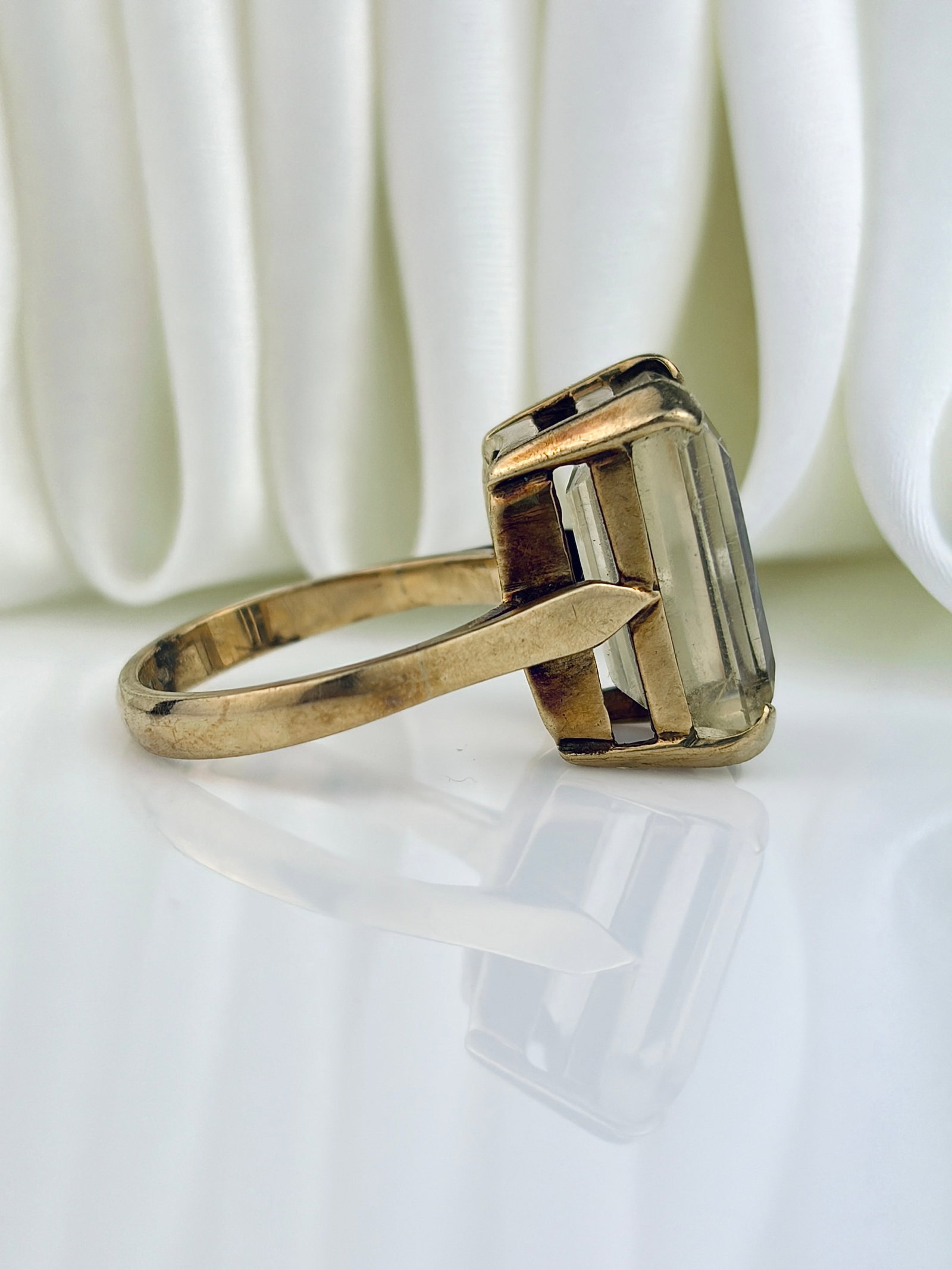 VINTAGE 9CT YELLOW GOLD CITRINE COCKTAIL RING - 2