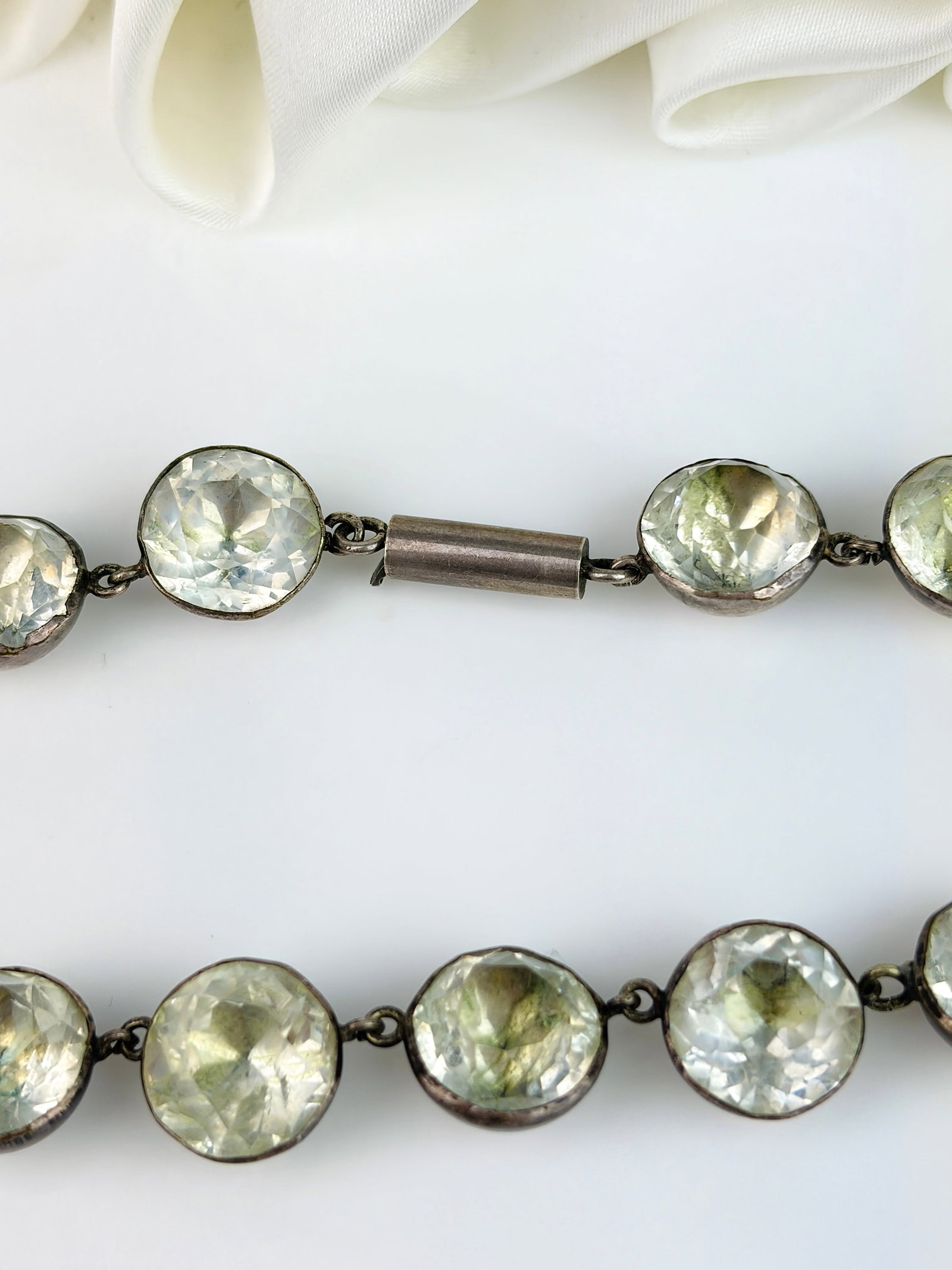 Antique Mid 1800's Silver Paste Riviere Necklace - 4