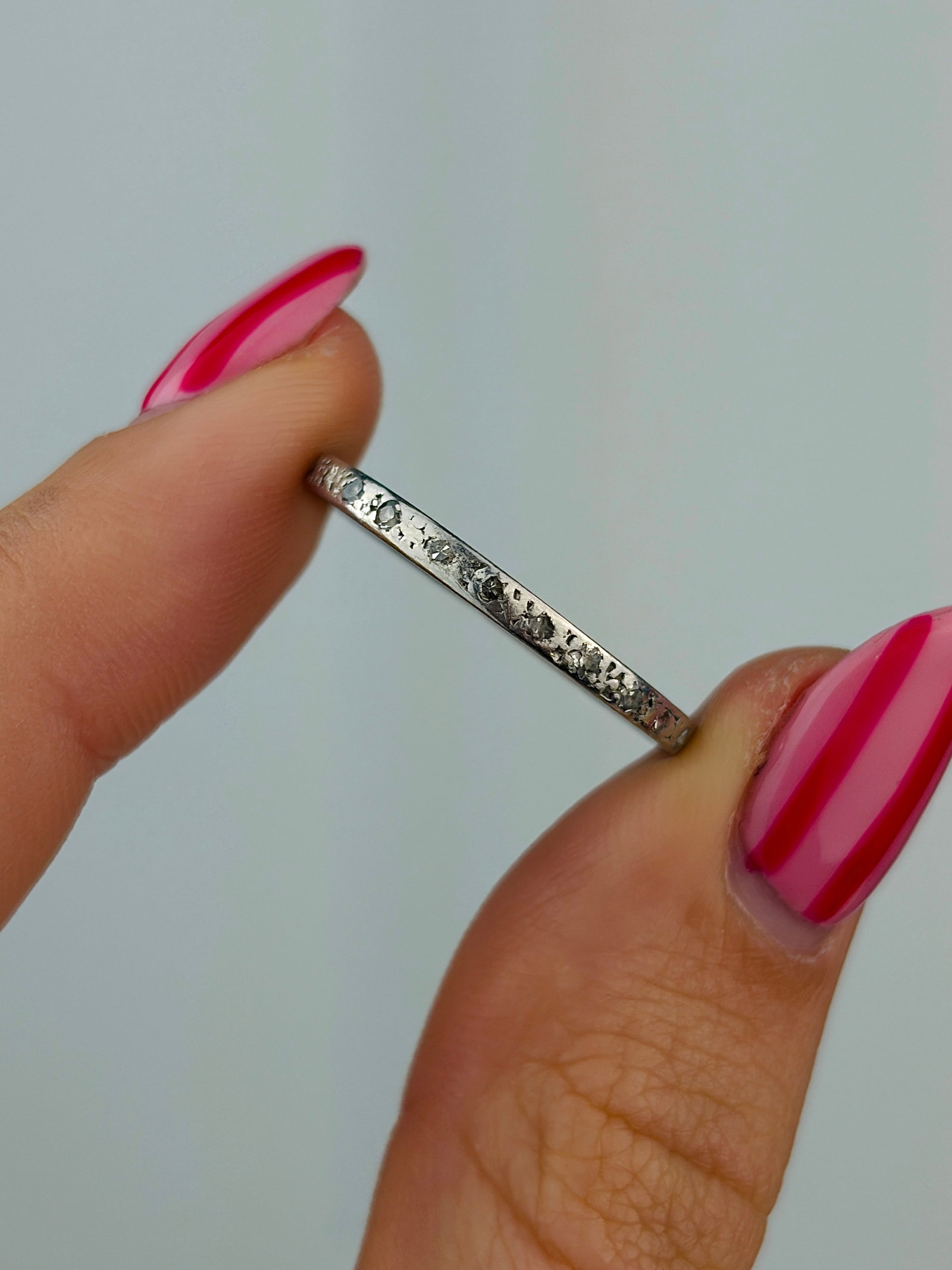 vintage 18ct white gold diamond full eternity band ring - 4