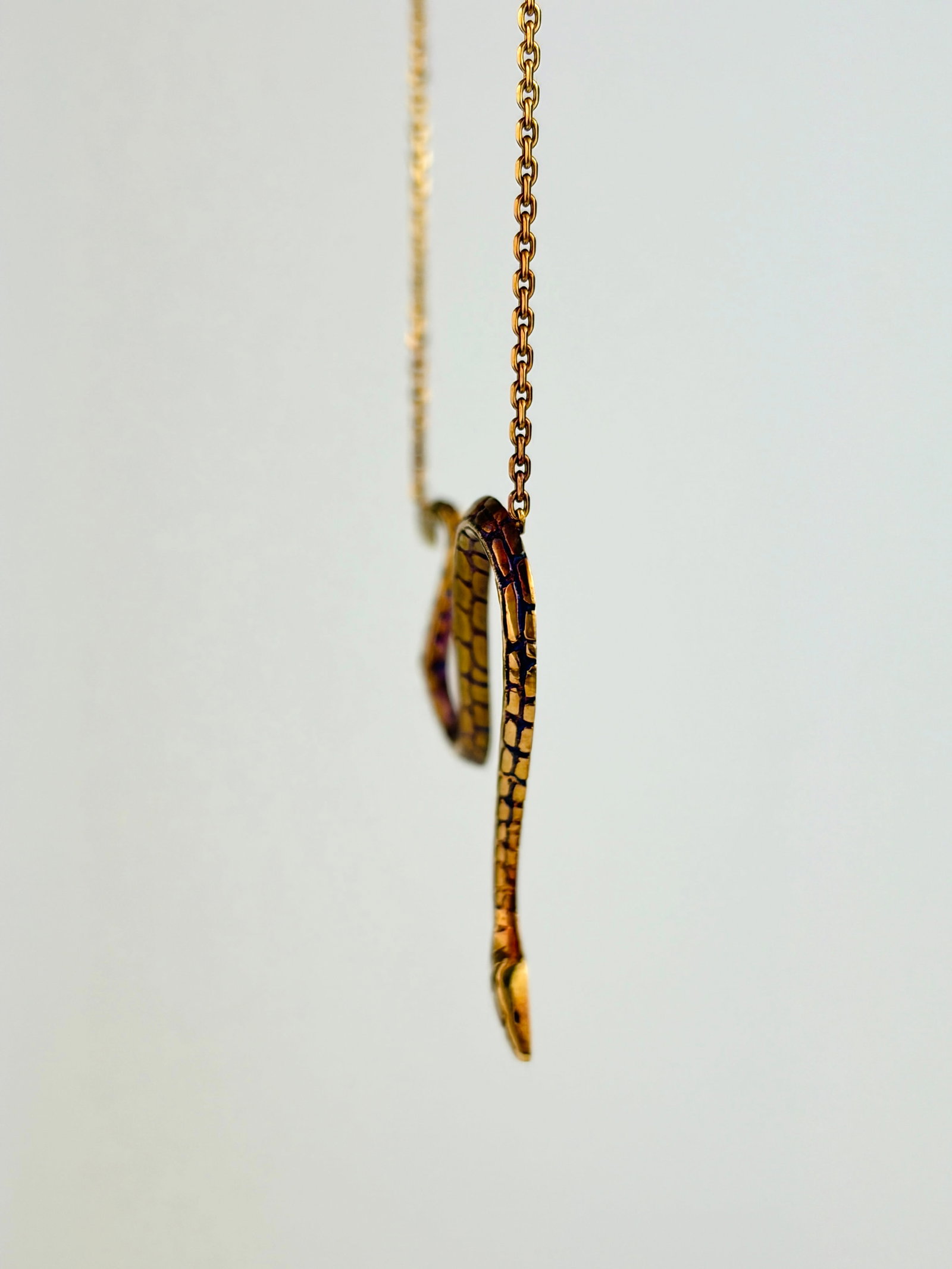 VINTAGE 14CT YELLOW GOLD SNAKE NECKLACE - 2