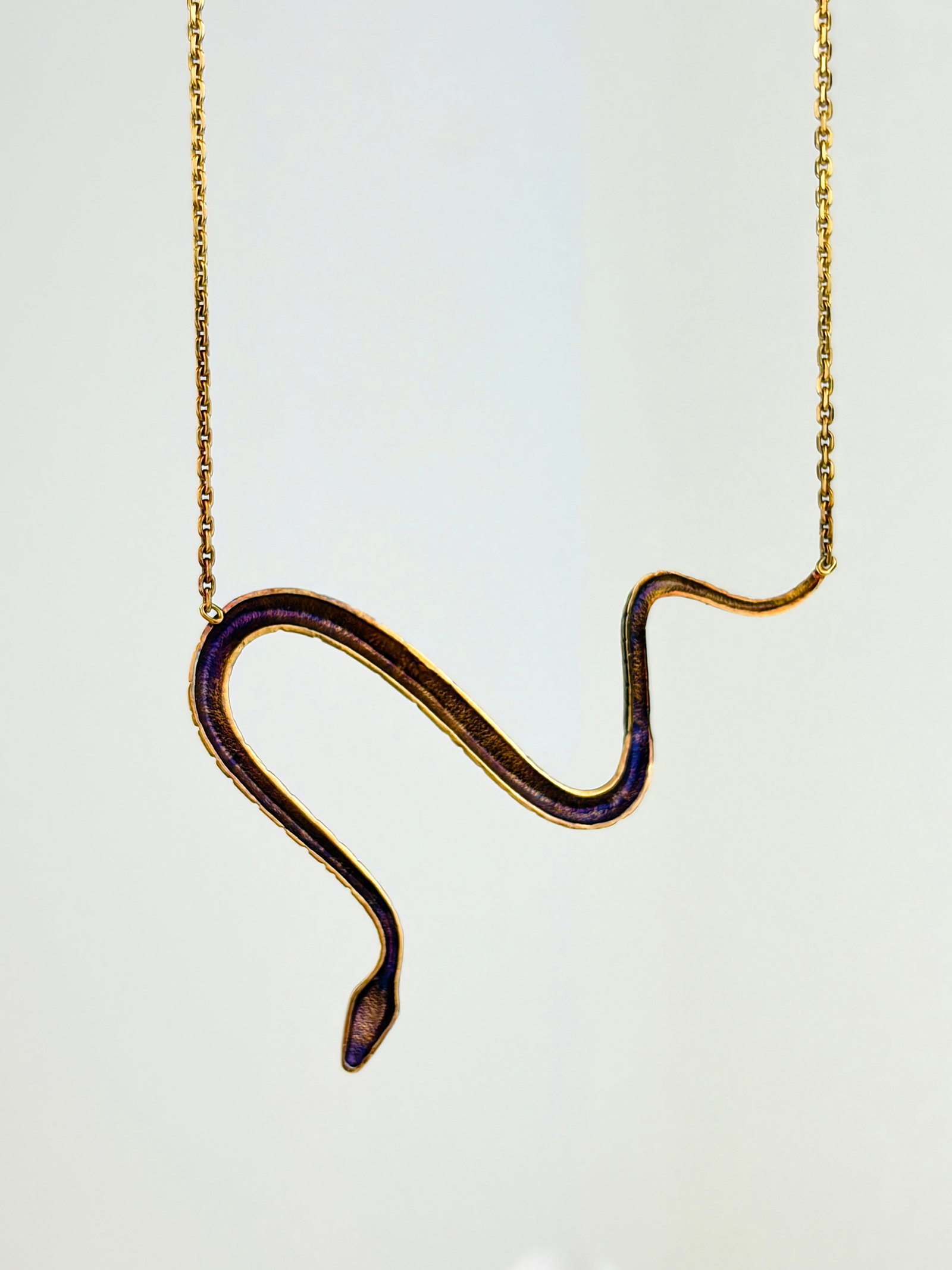 VINTAGE 14CT YELLOW GOLD SNAKE NECKLACE - 3