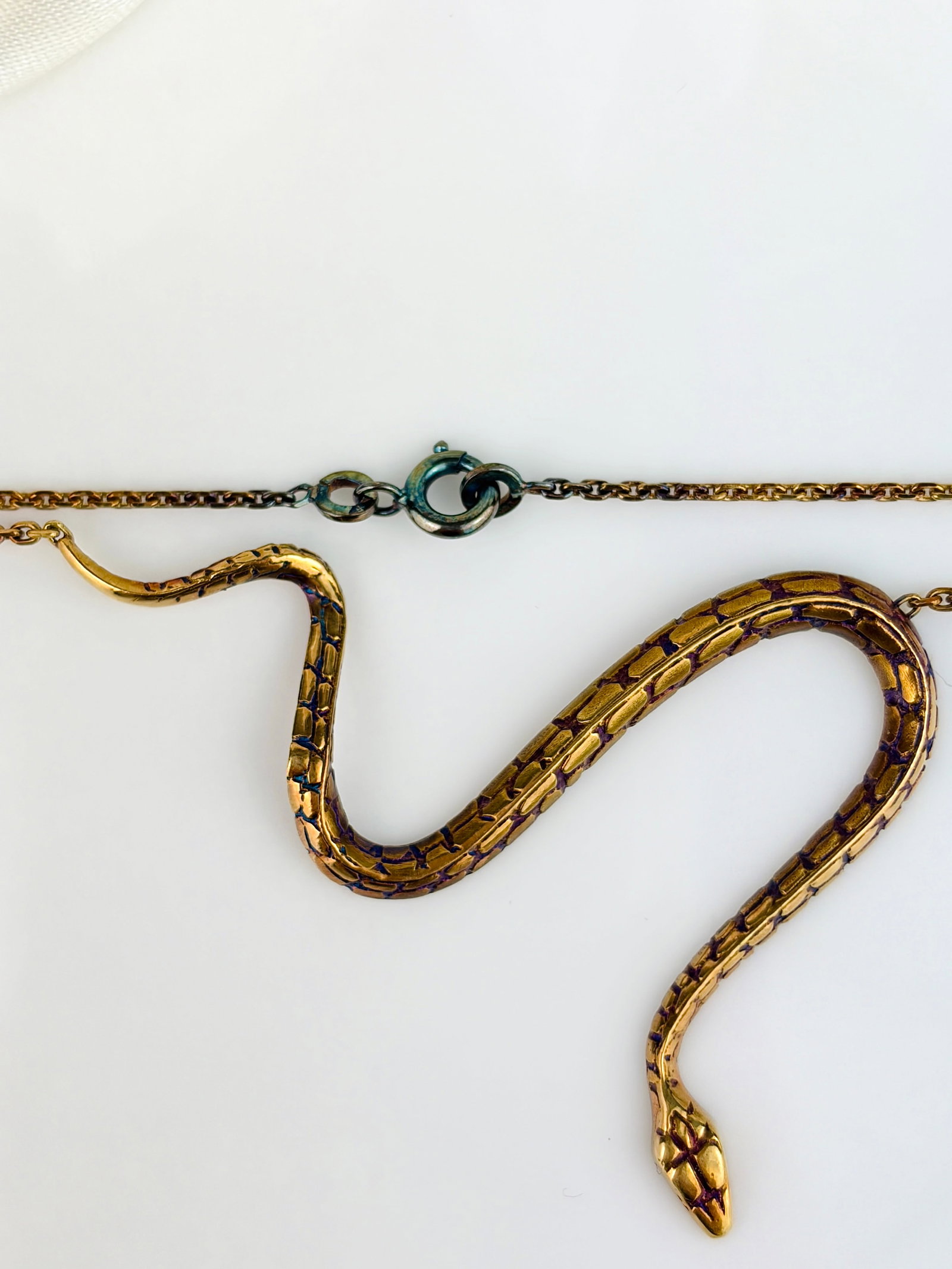 VINTAGE 14CT YELLOW GOLD SNAKE NECKLACE - 4
