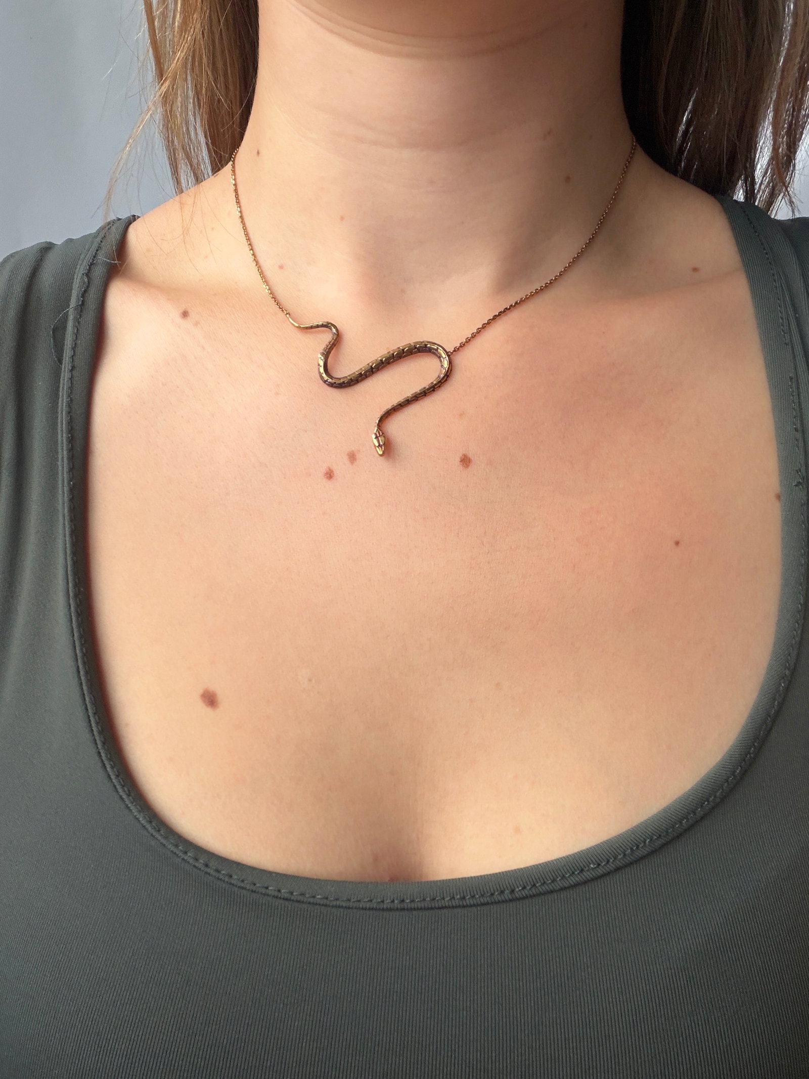 VINTAGE 14CT YELLOW GOLD SNAKE NECKLACE - 7