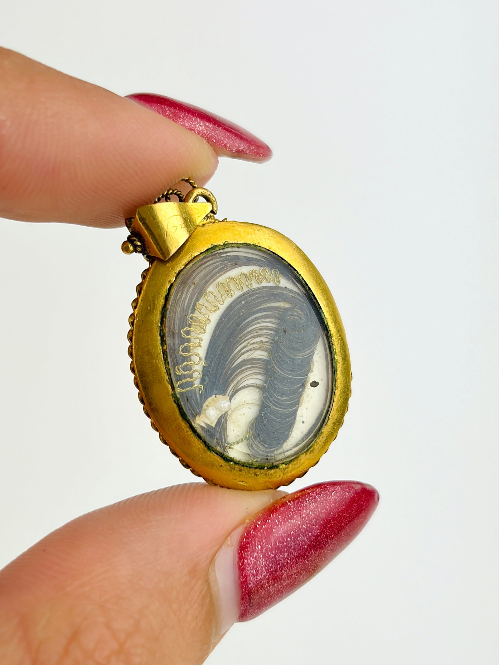 Antique Victorian 15ct Gold Blue Enamel, Pearl and Diamond Flower Hair Locket Back Pendant - 4