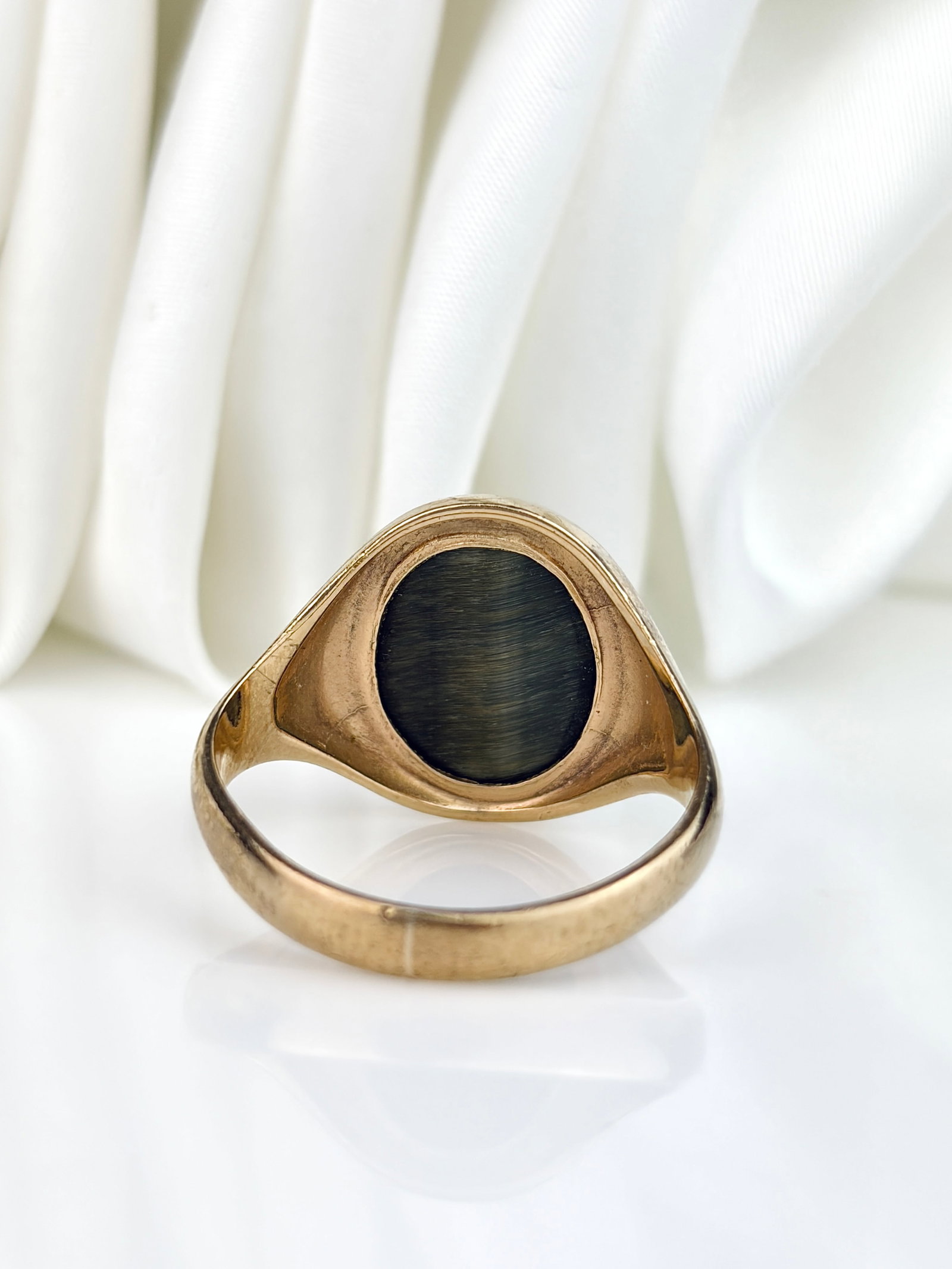 Vintage 9ct Yellow Gold Chrysoberyl Catseye Signet Ring - 3