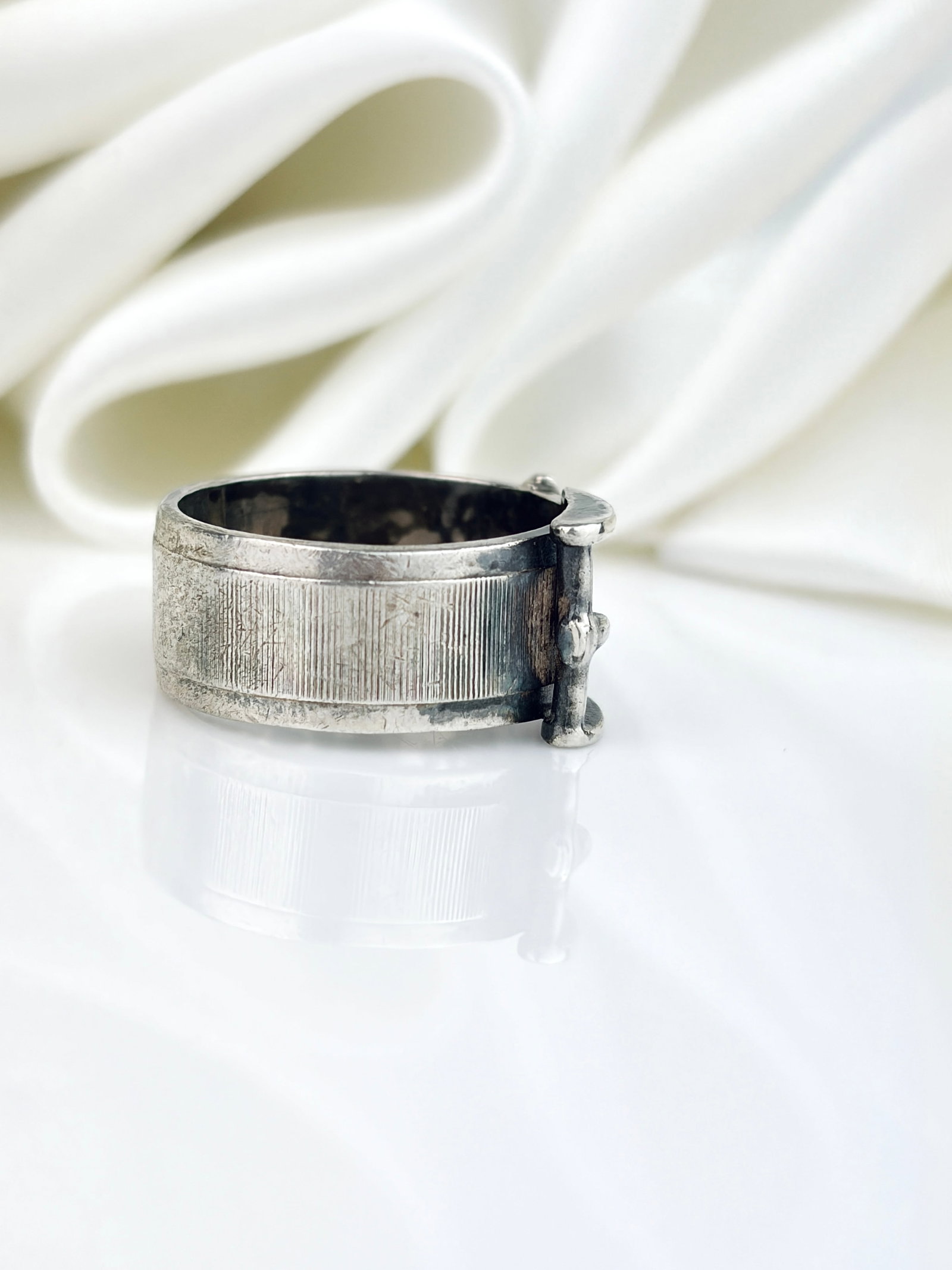 Chunky Sterling Silver Buckle Band Ring - 2