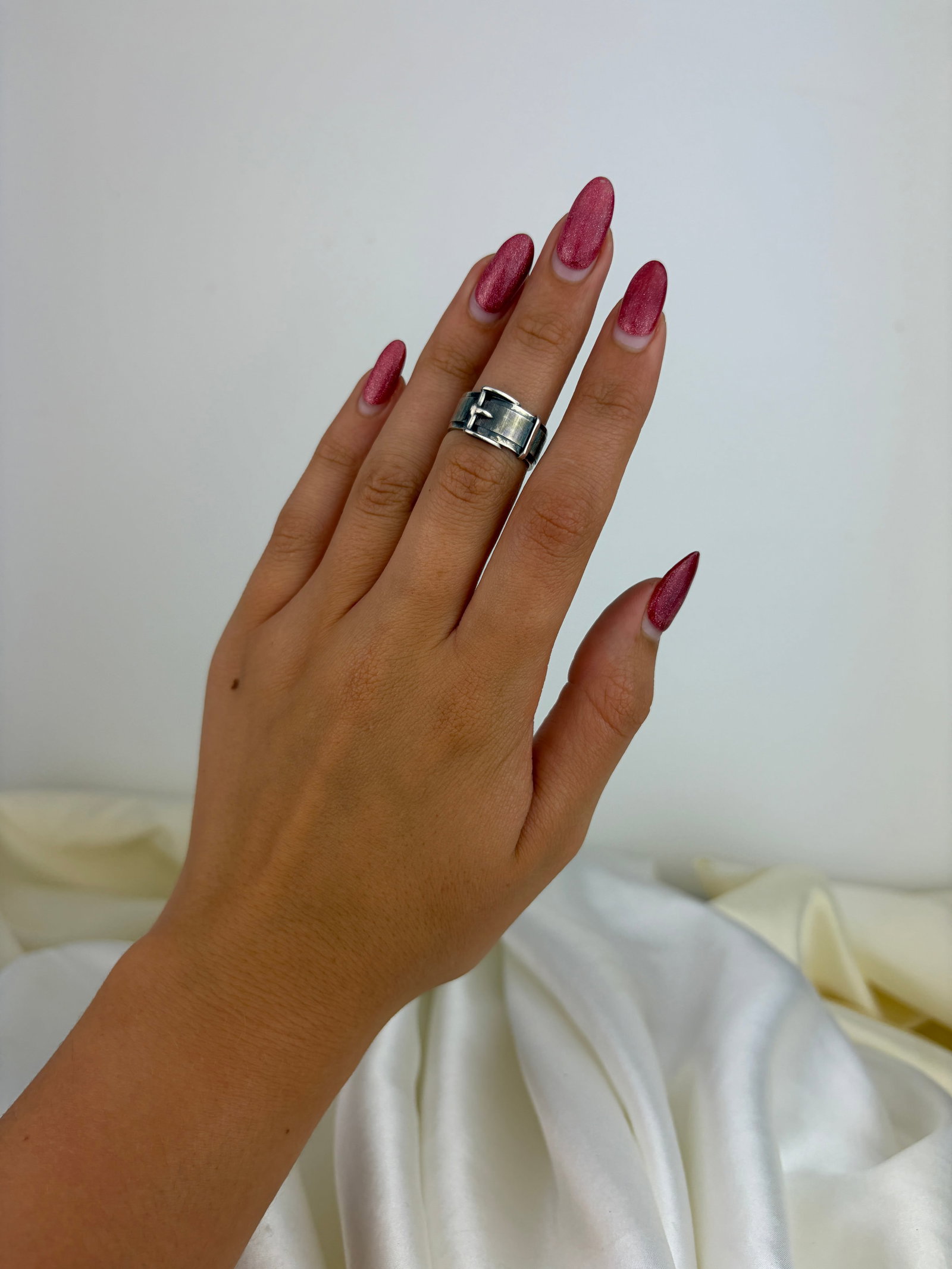 Chunky Sterling Silver Buckle Band Ring - 7