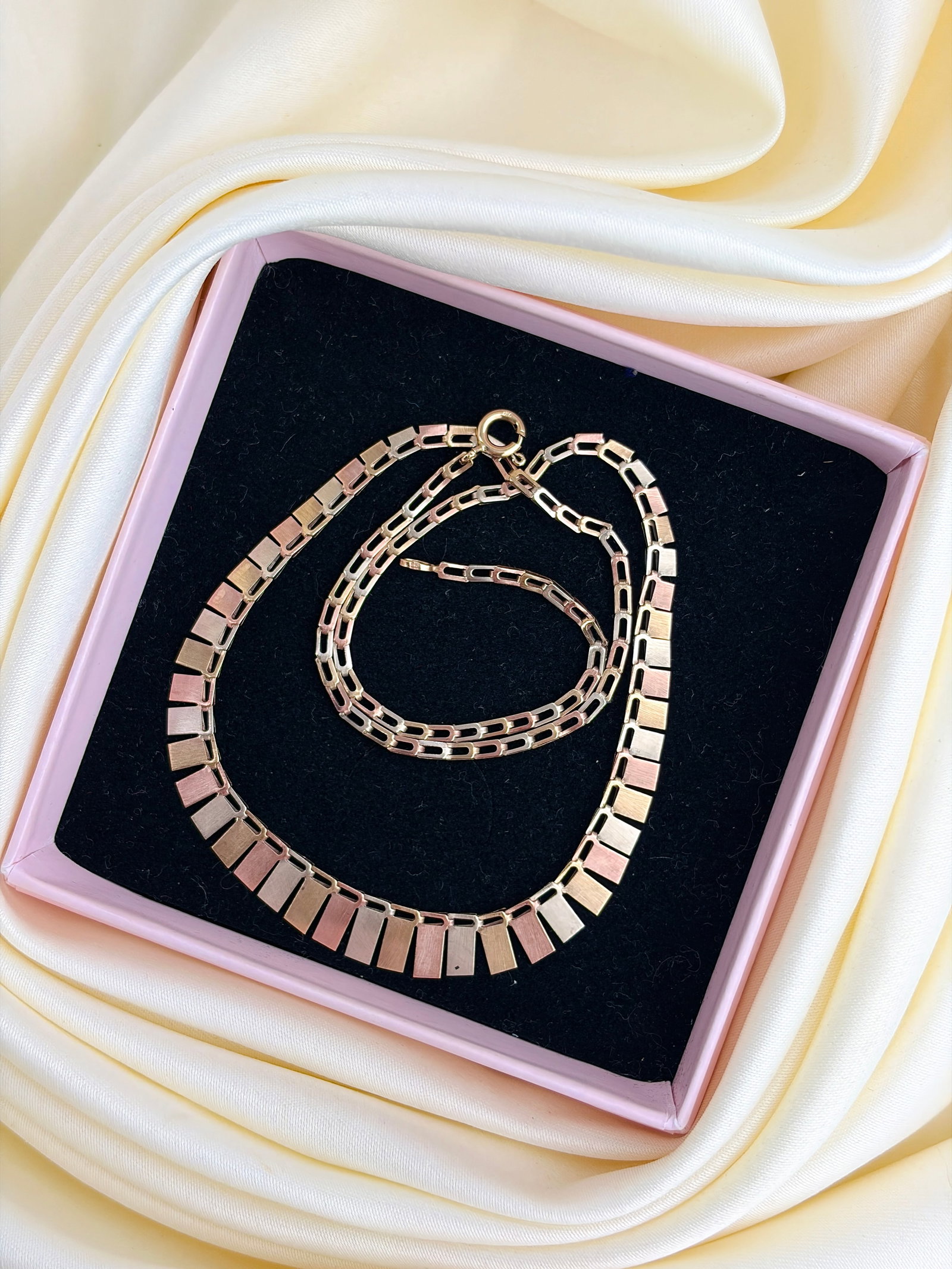 Vintage 9ct Tri-Gold Fringe Collar Necklace - 6