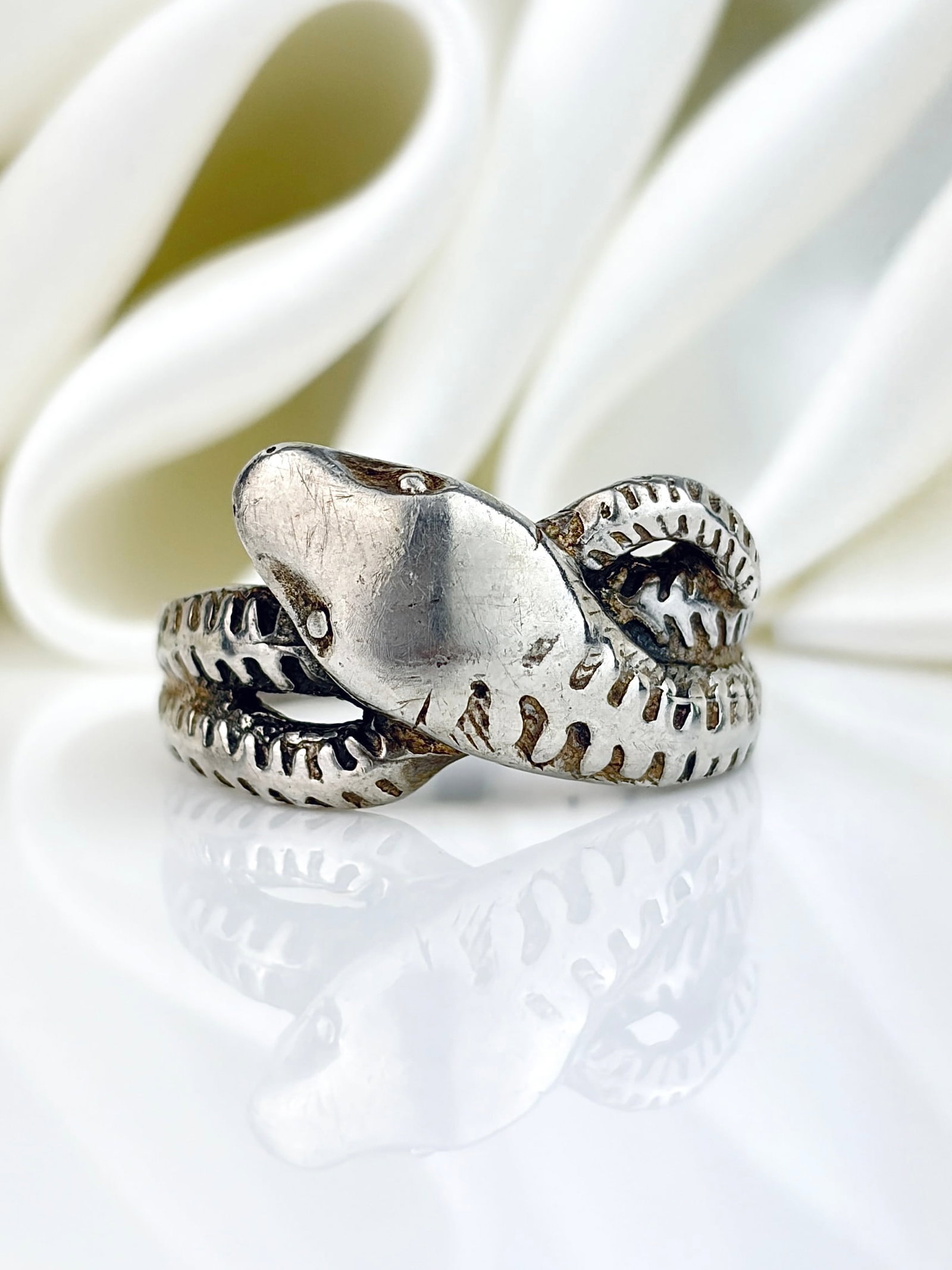 Chunky Sterling Silver Wrapped Snake Ring: Chunky Sterling Silver Wrapped Snake Ring