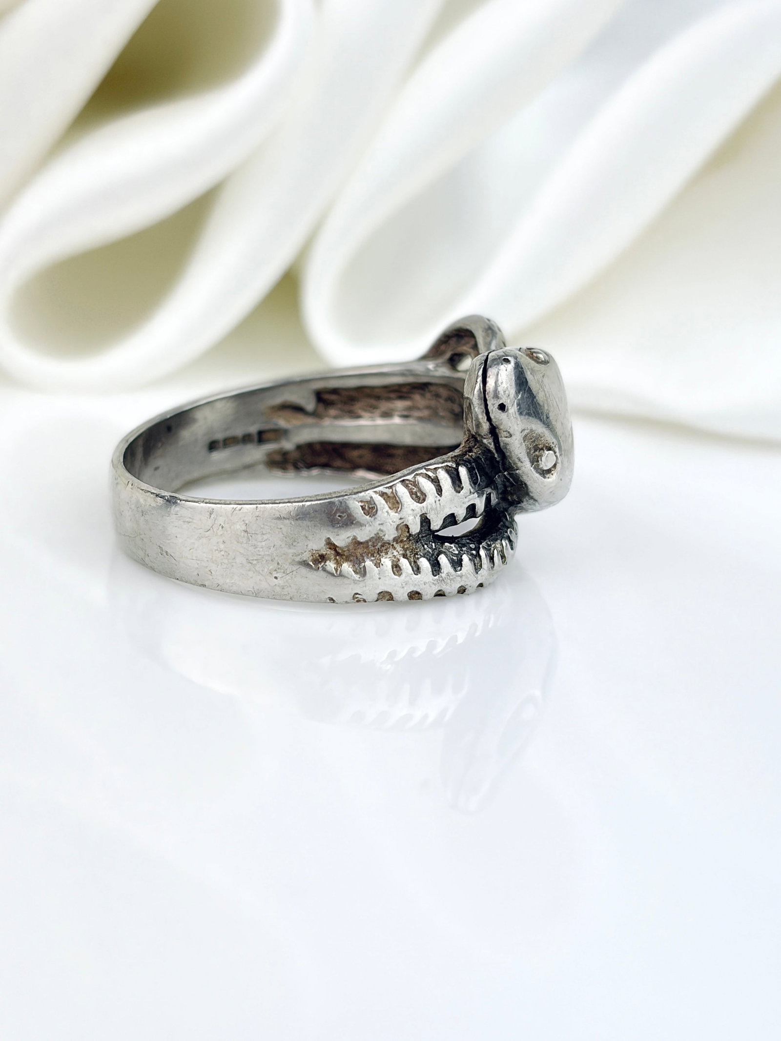 Chunky Sterling Silver Wrapped Snake Ring - 2