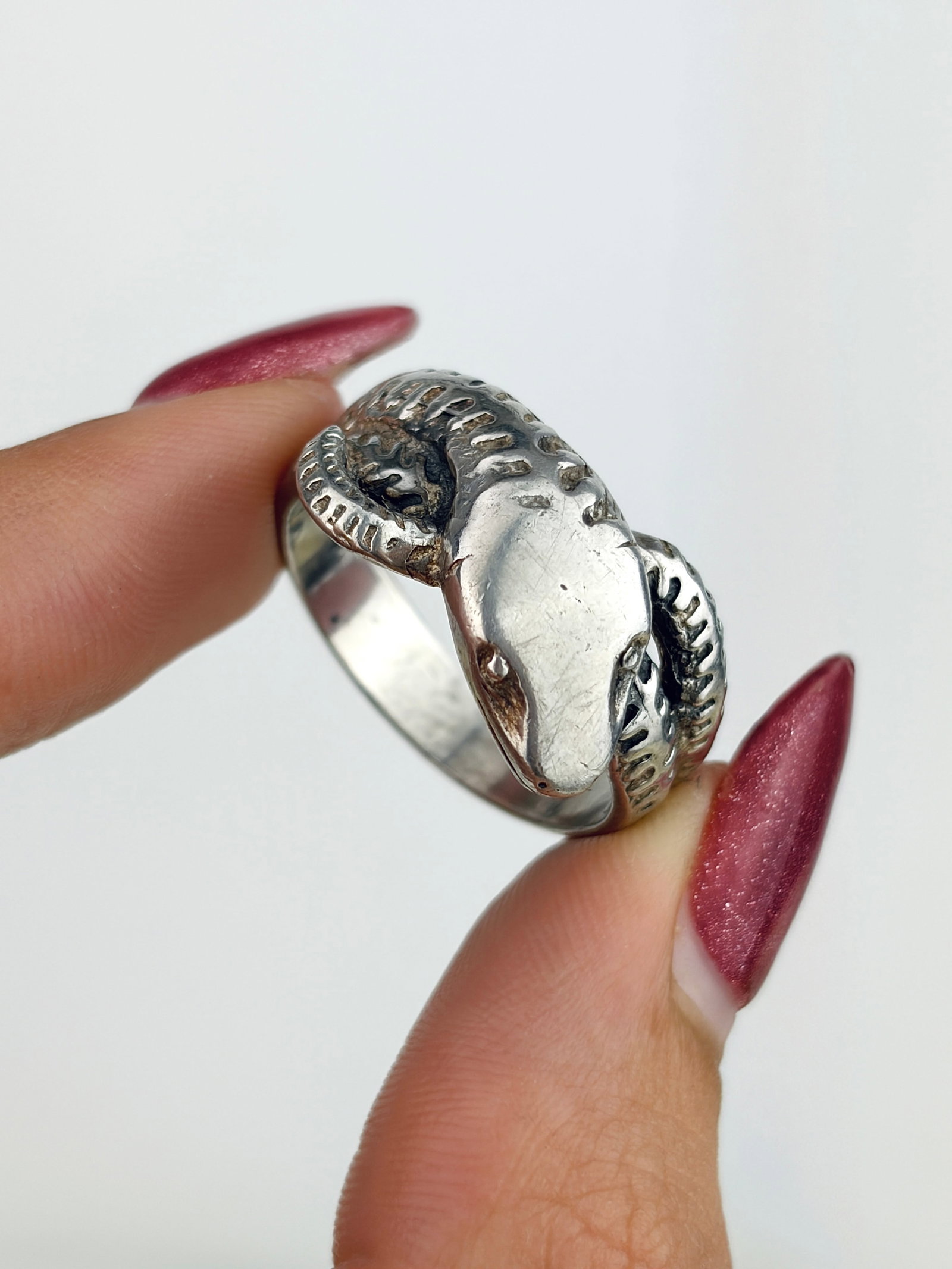 Chunky Sterling Silver Wrapped Snake Ring - 5