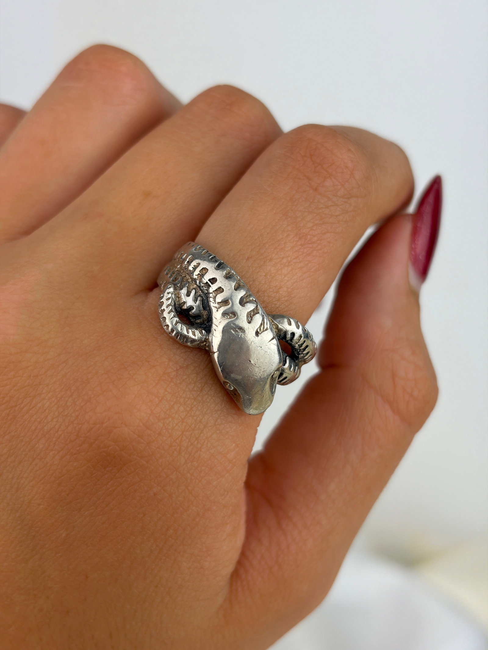 Chunky Sterling Silver Wrapped Snake Ring - 8