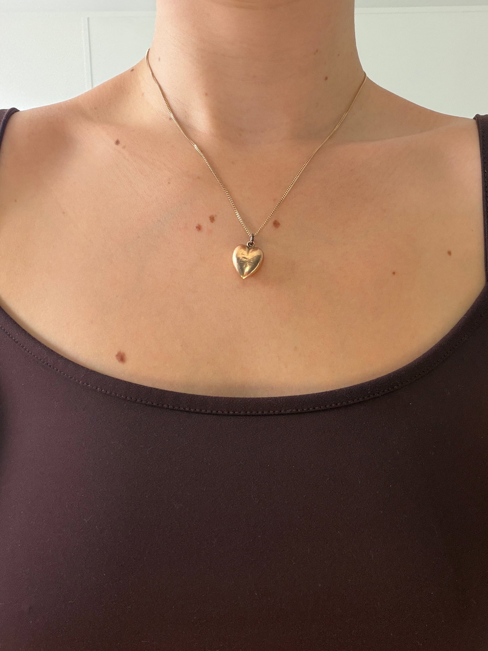 ANTIQUE 9CT GOLD PUFFED HEART PENDANT - 2
