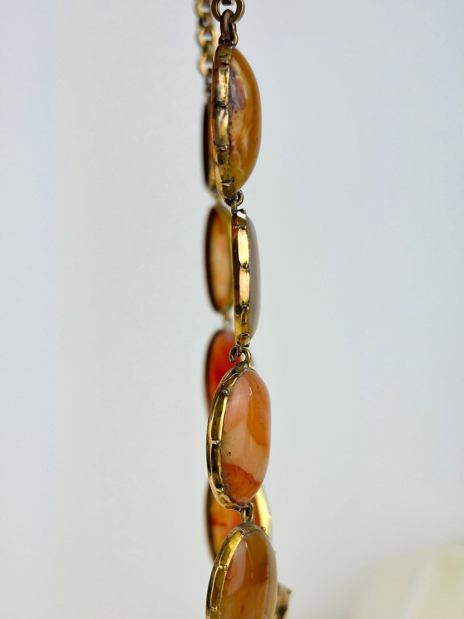 ANTIQUE CHUNKY AGATE NECKLACE IN GILT METAL - 5